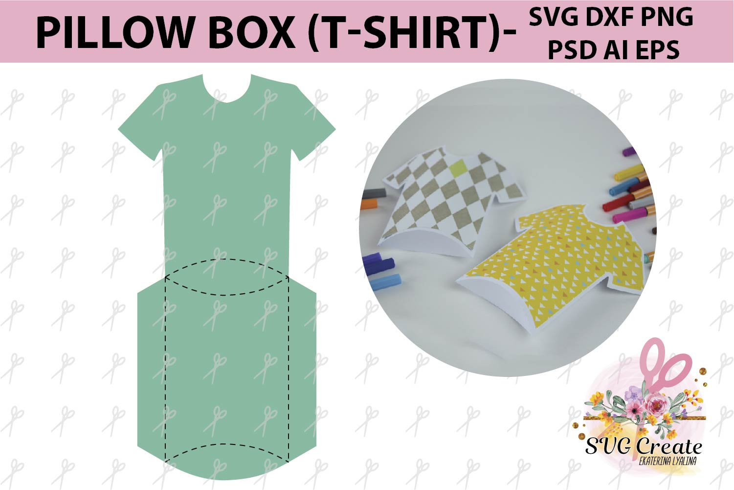 Pillow T Shirt Box Template Gift File Favor Papercut Svg Diy