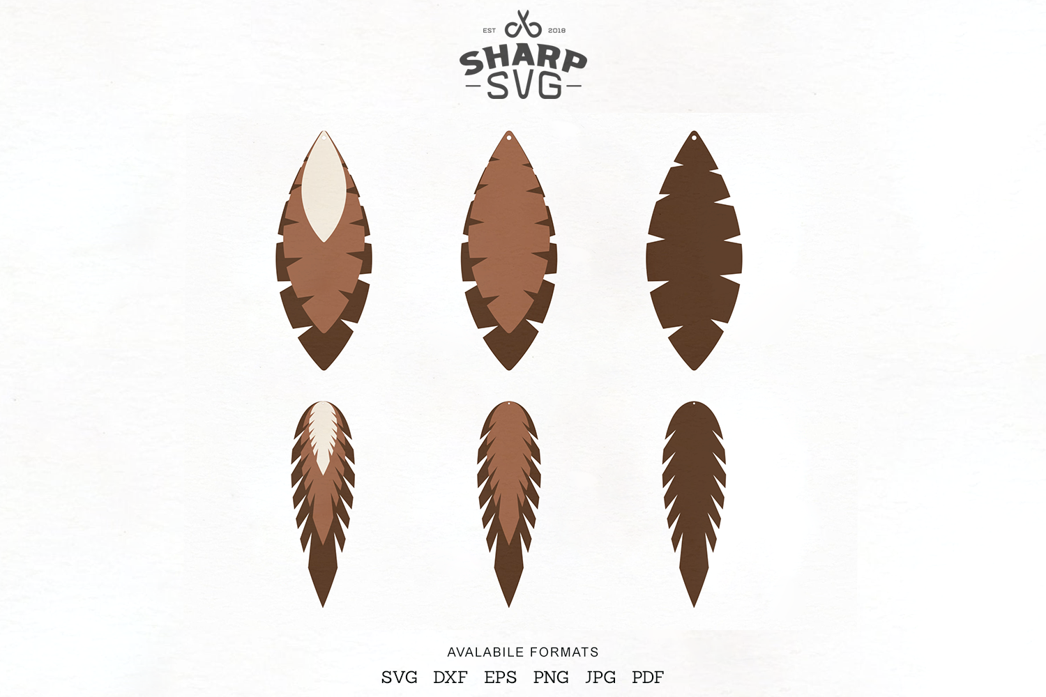 Download Feather Earrings SVG - Leather Earrings Cutting Templates