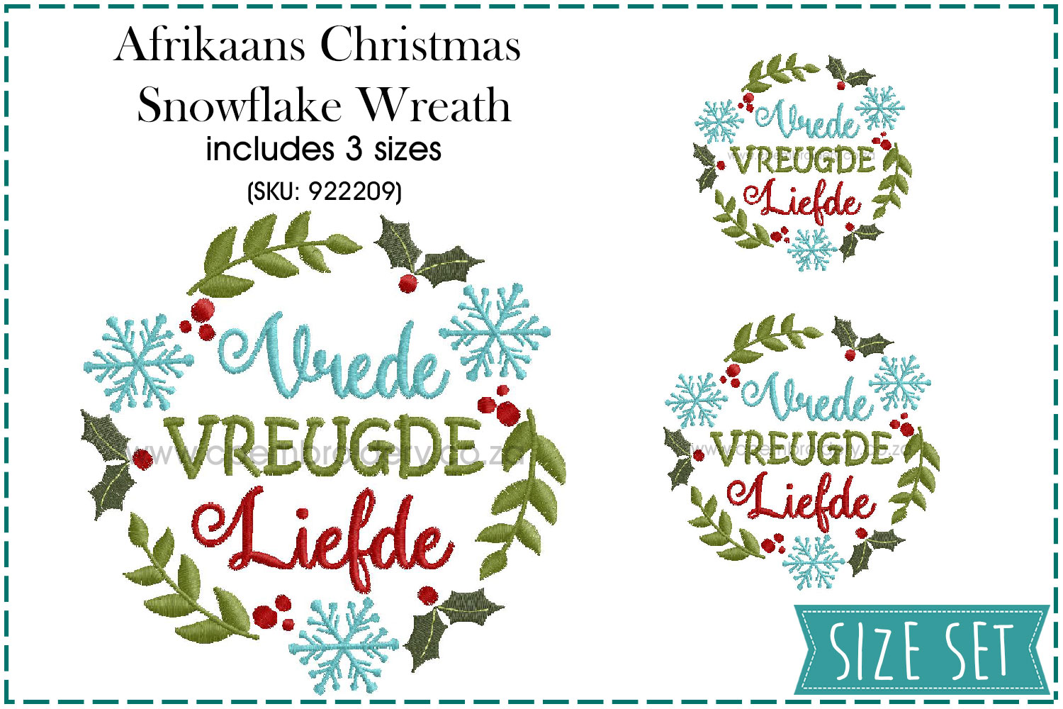 Afrikaans Christmas Snowflake And Mistletoe Wreath