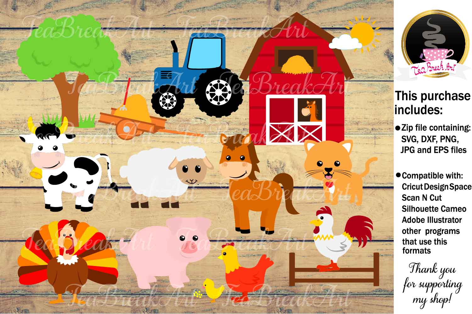 Download Farm animals monogram svg cutting files and clipart 767C