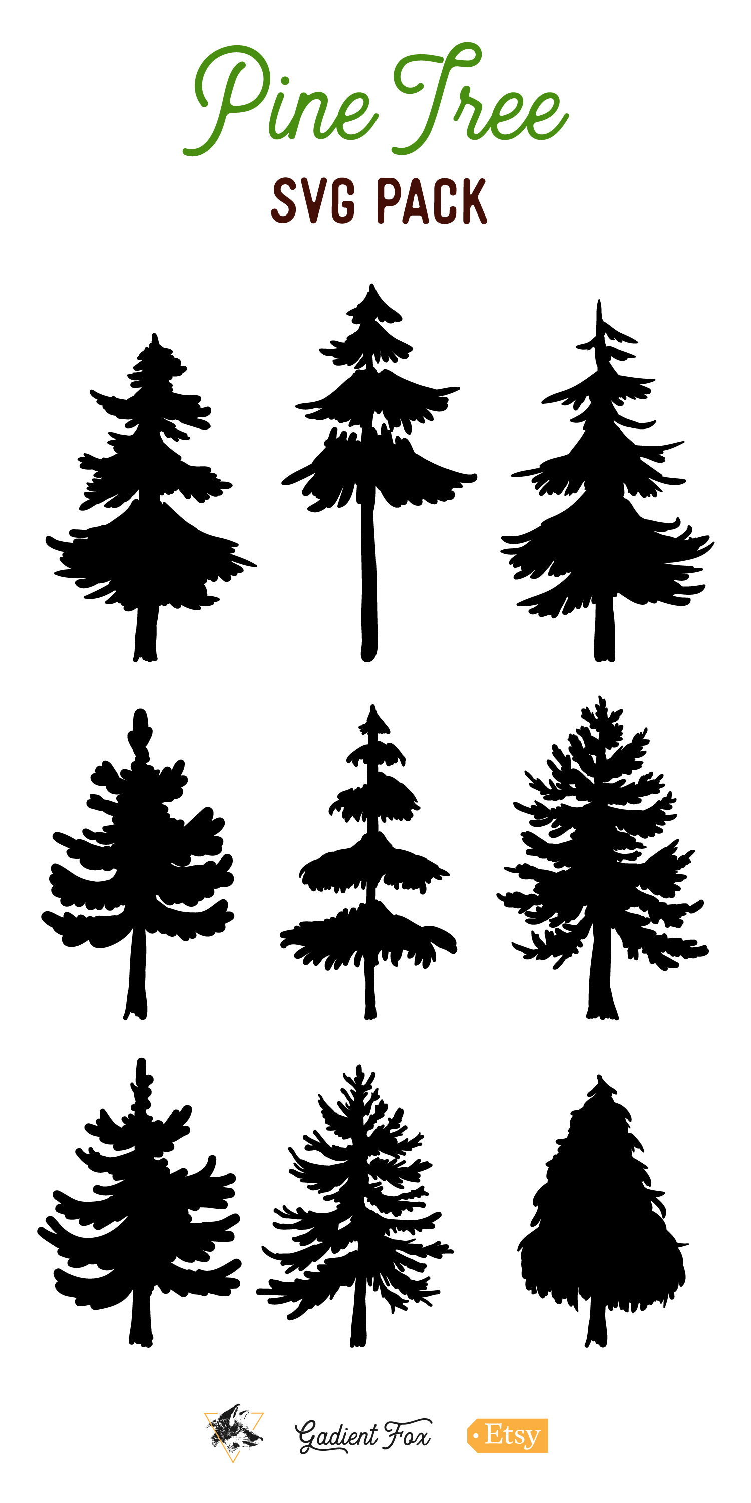 Download 9 Vector Pine Tree Silhouette Illustrations