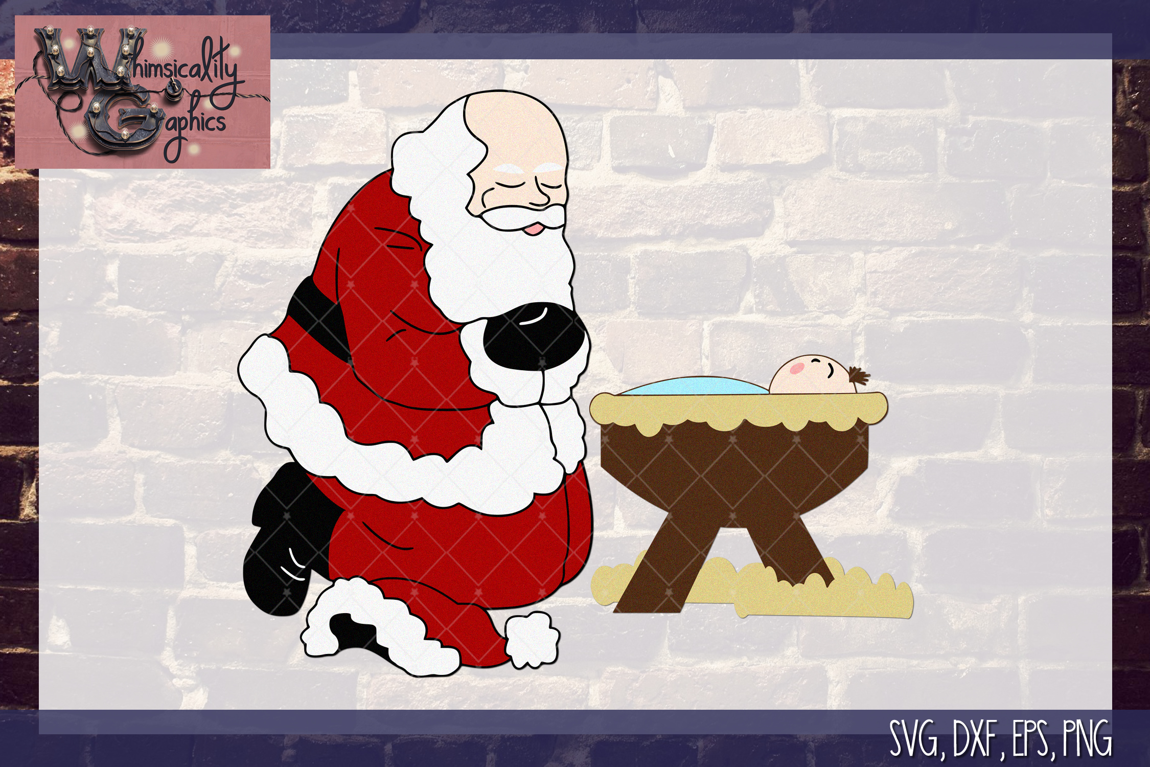 Christmas Santa and Baby Jesus SVG, DXF, PNG, EPS Comm (120136) | SVGs