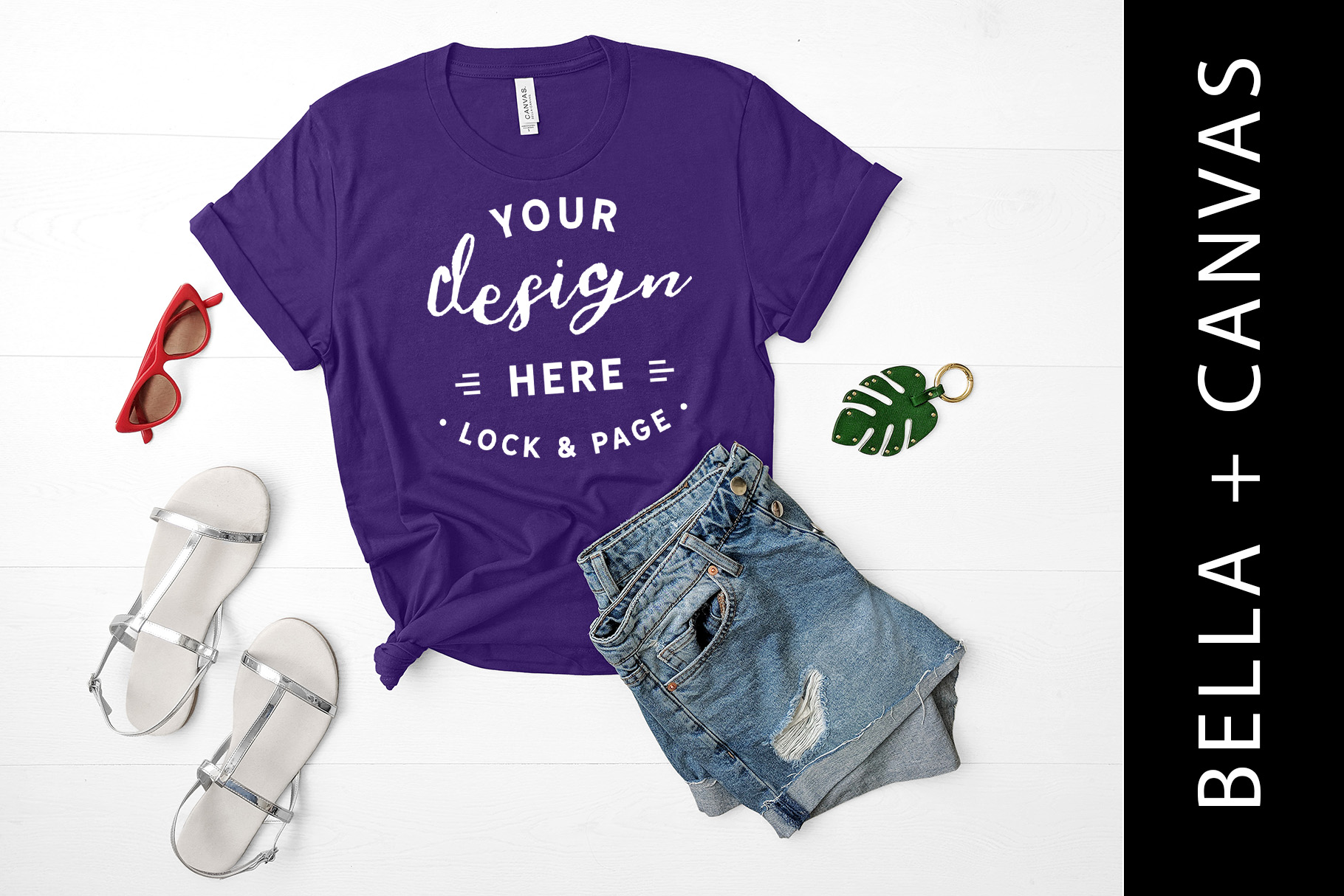 Download Team Purple Bella Canvas 3001 Cool T Shirt Mockup Flat Lay ...