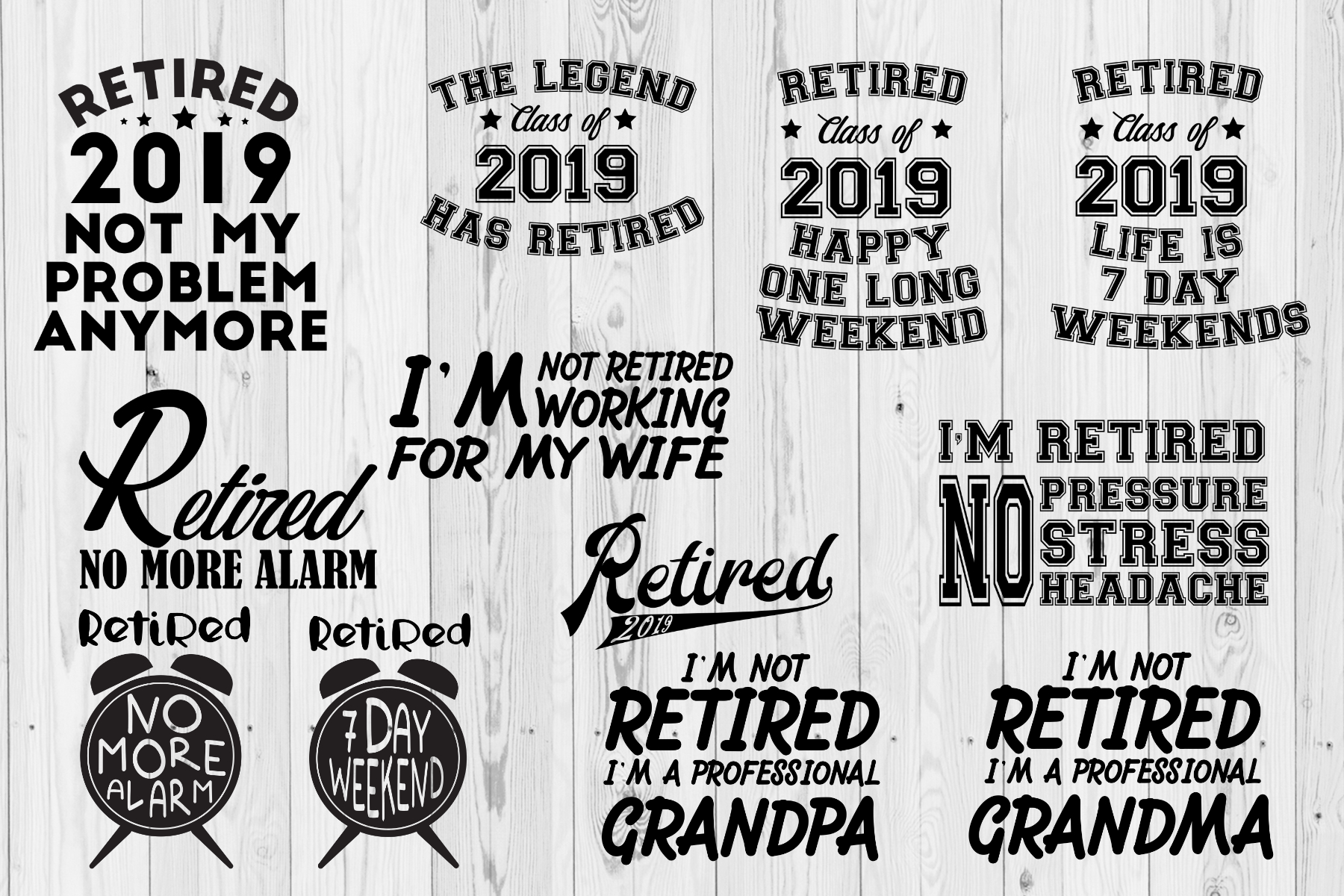 Retired Retirement 2019 SVG Cut Files Bundle