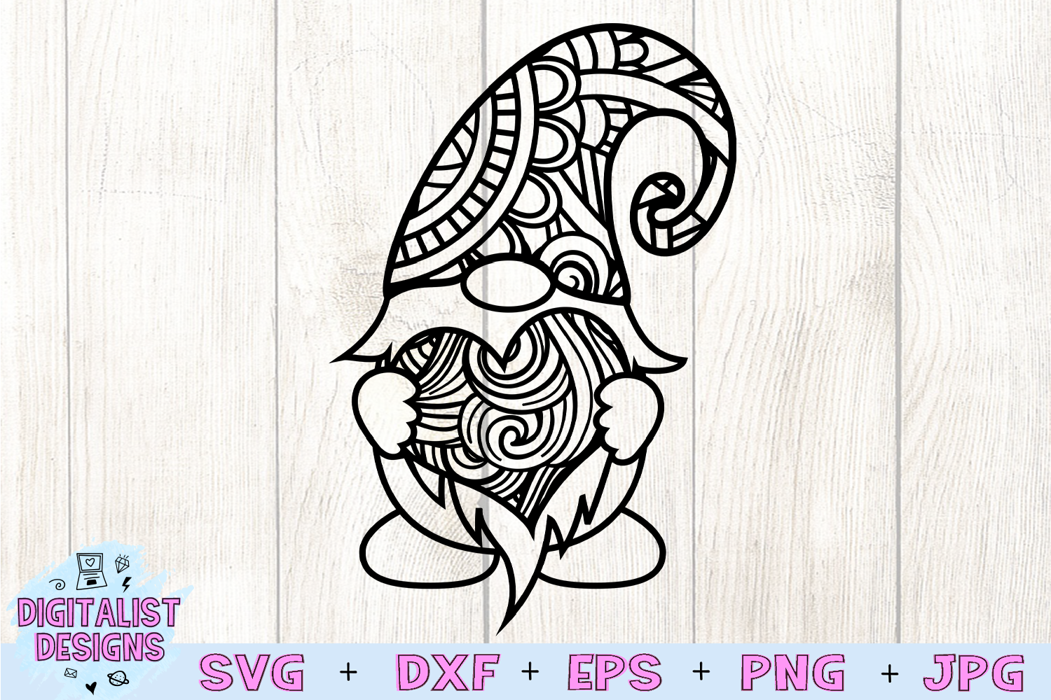 Download Gnome Zentangle SVG, Valentine's Day SVG, Valentine's Gnome