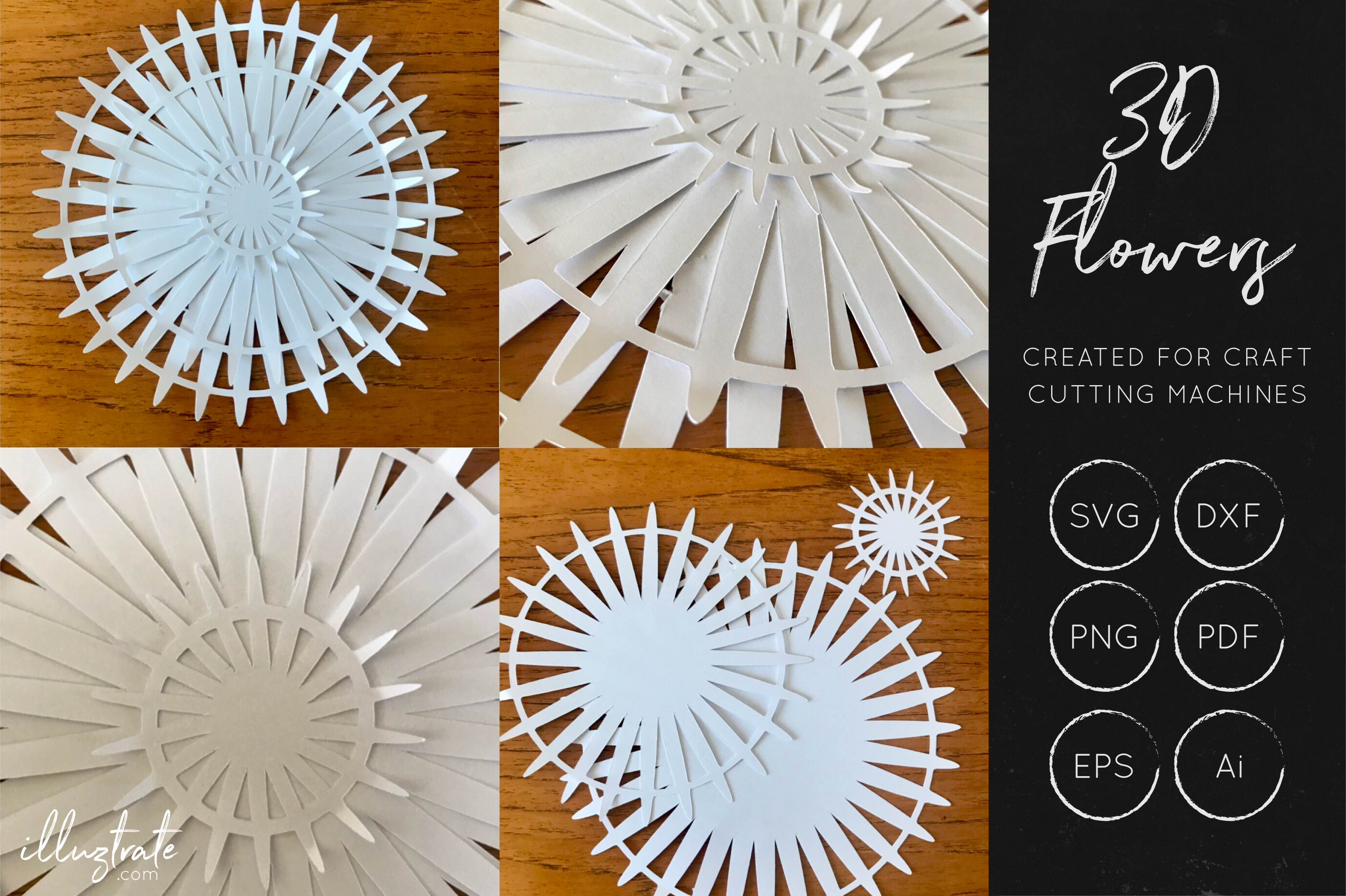 3D Flower SVG Cut Files - Flower SVG - Layered Flower DXF