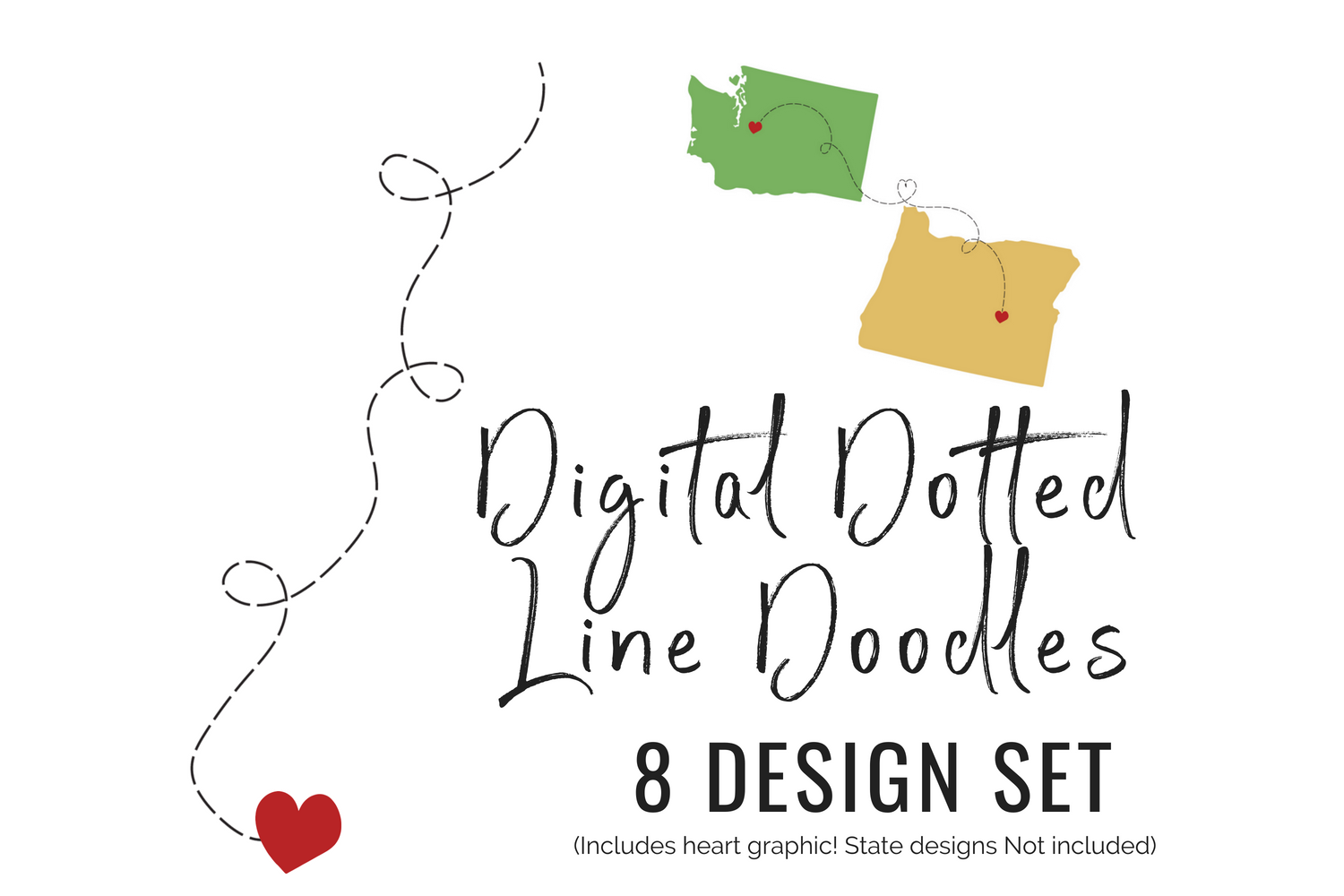 Dotted Line Doodles 8 Design Set Heart