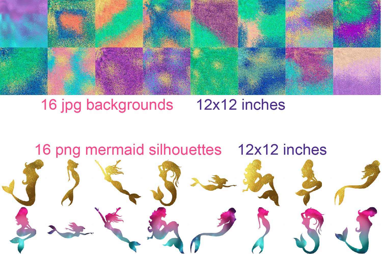 Download Mermaid BUNDLE backgrounds & graphics (106001 ...