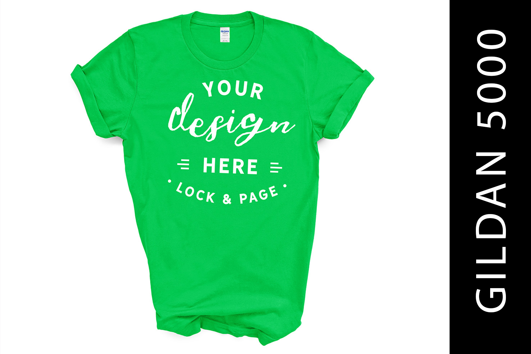 Electric Green Gildan 5000 TShirt Mockup On White
