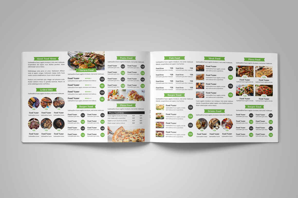 Food Menu Bifold-Trifold Brochure