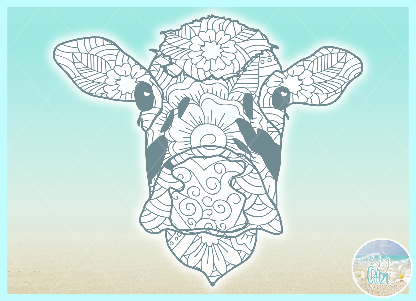 Download Cow Face Mandala Zentangle SVG
