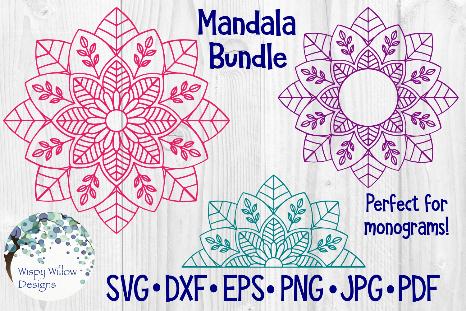 Download Mandala Bundle SVG Bundle | Monogram Mandala | Half Mandala (150216) | SVGs | Design Bundles