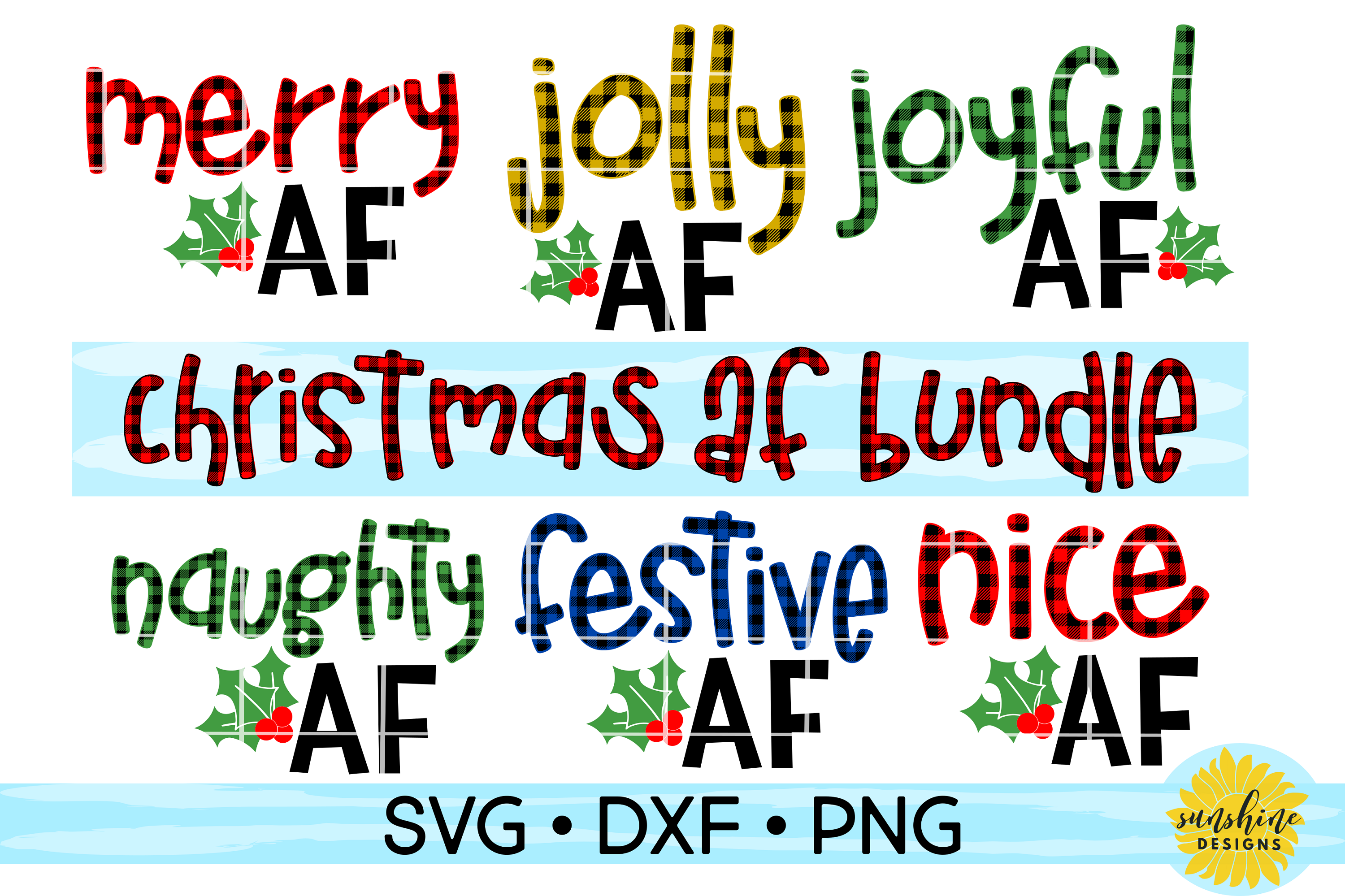 CHRISTMAS AF BUNDLE / MERRY AF / JOLLY AF / JOYFUL AF (162997) SVGs Design Bundles