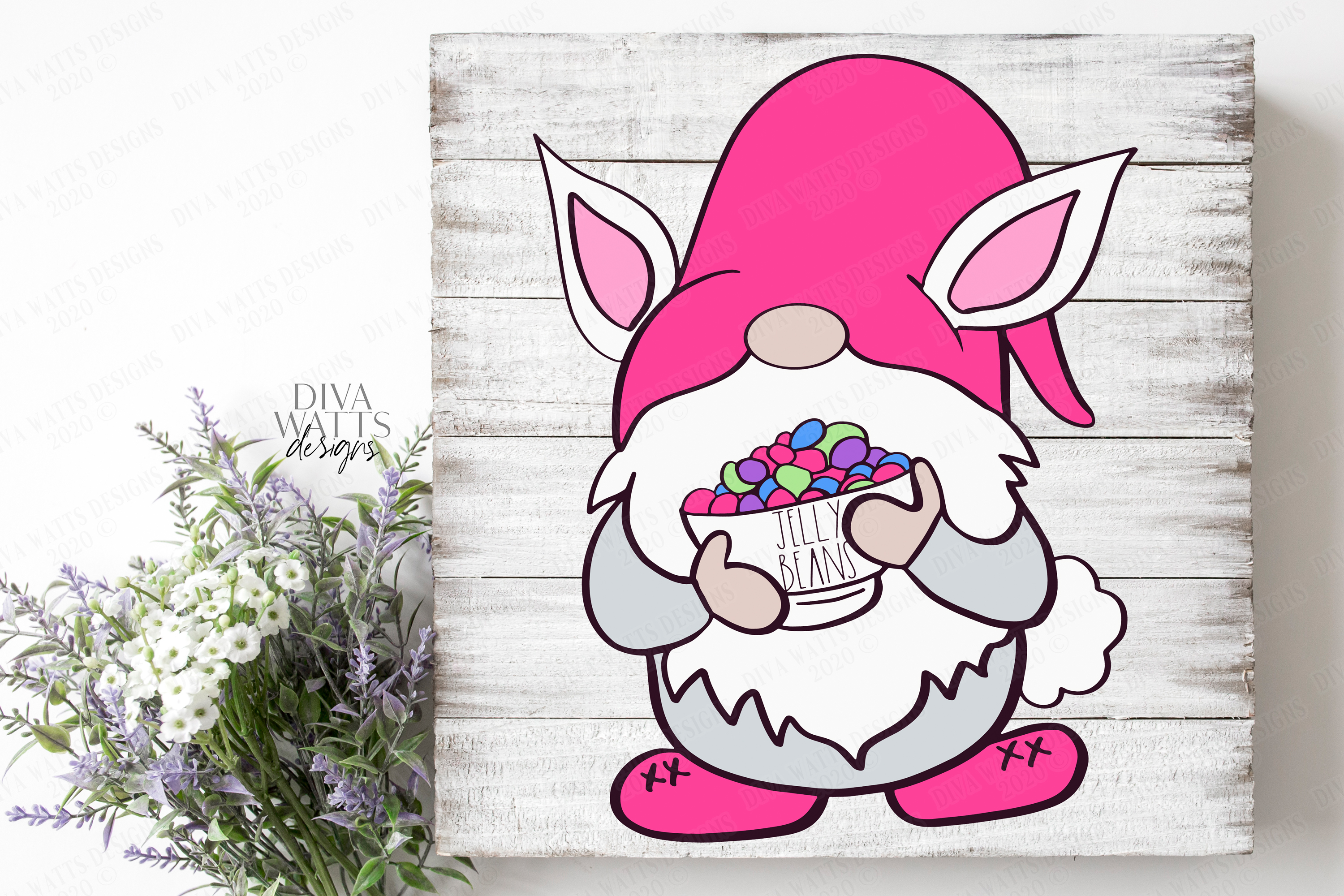 Download Easter Bunny Gnome with Jelly Beans - SVG Cut File