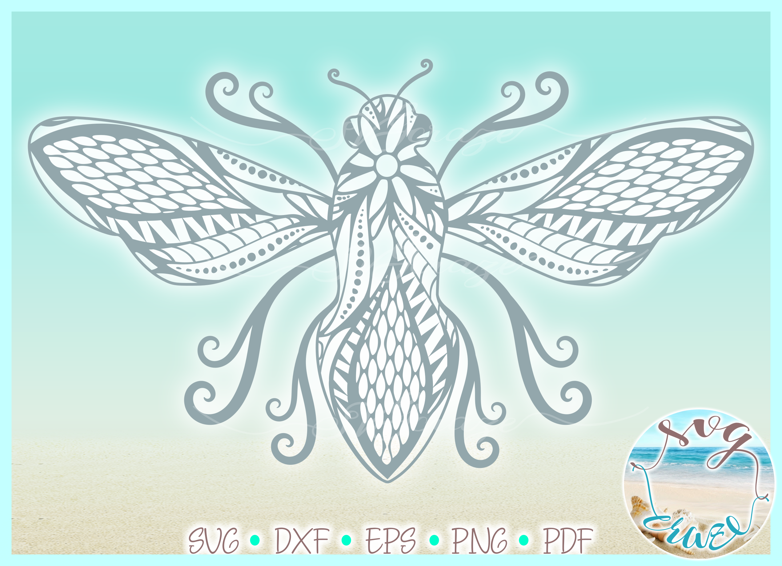 Download Beautiful Bumble Bee Mandala Zentangle SVG Dxf Eps Png ...