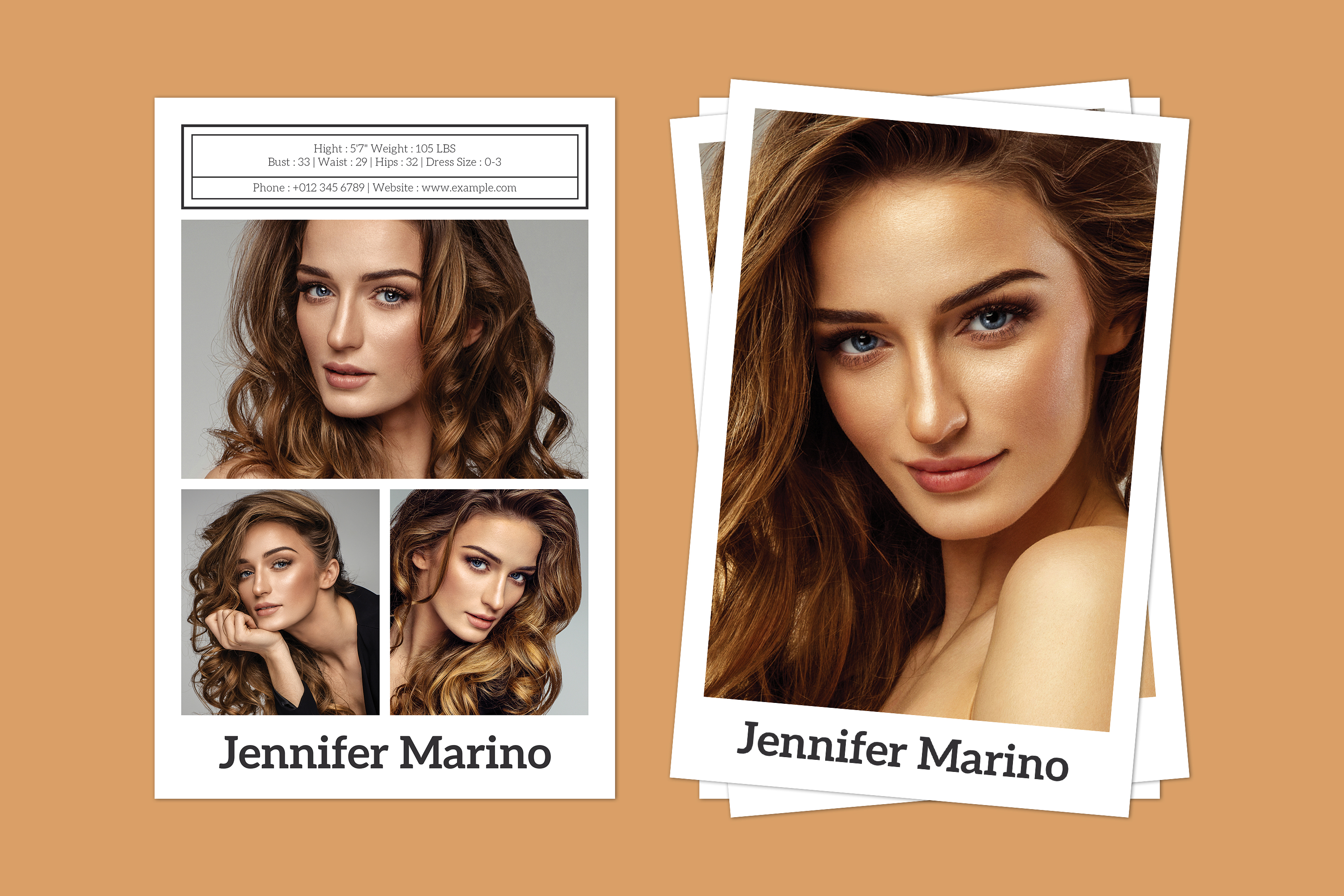 free model comp card template download