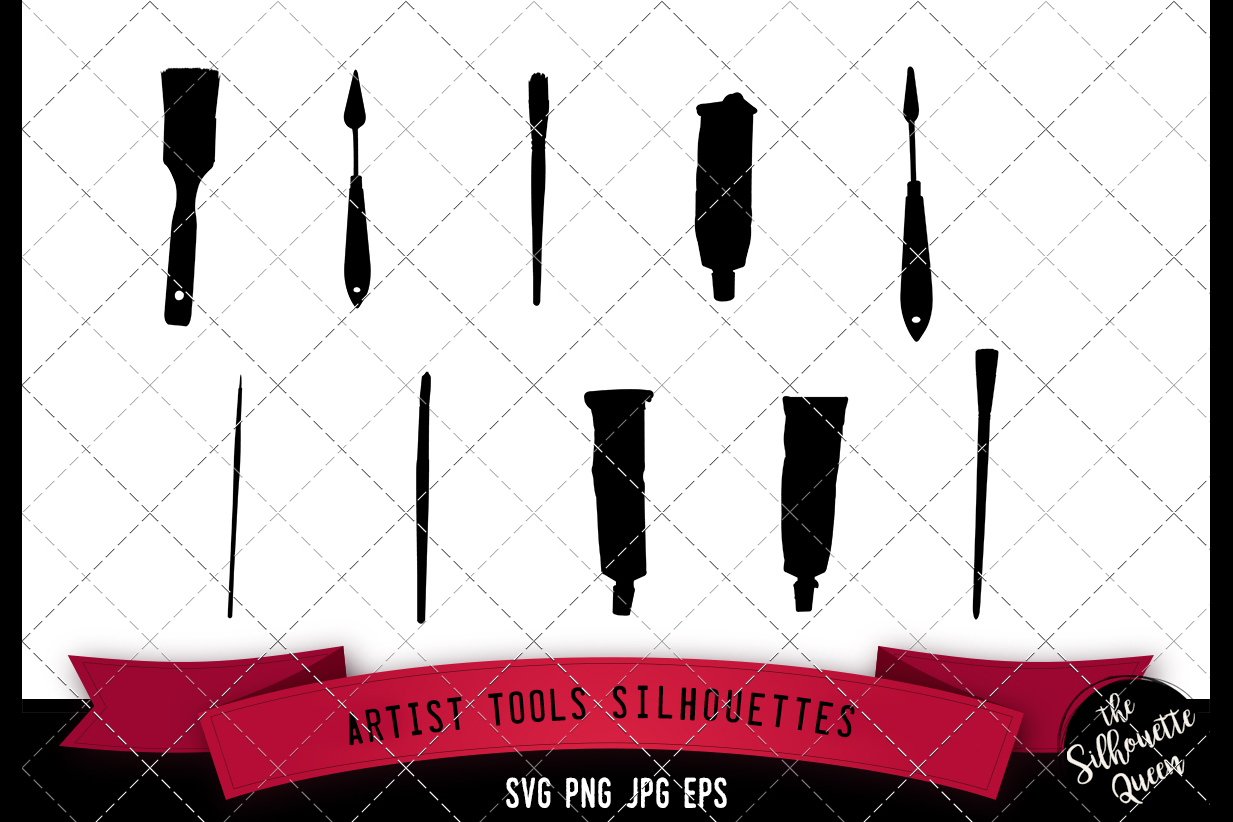 Download Artist Tools Silhouette, Art Brush SVG, Paint cricut ...