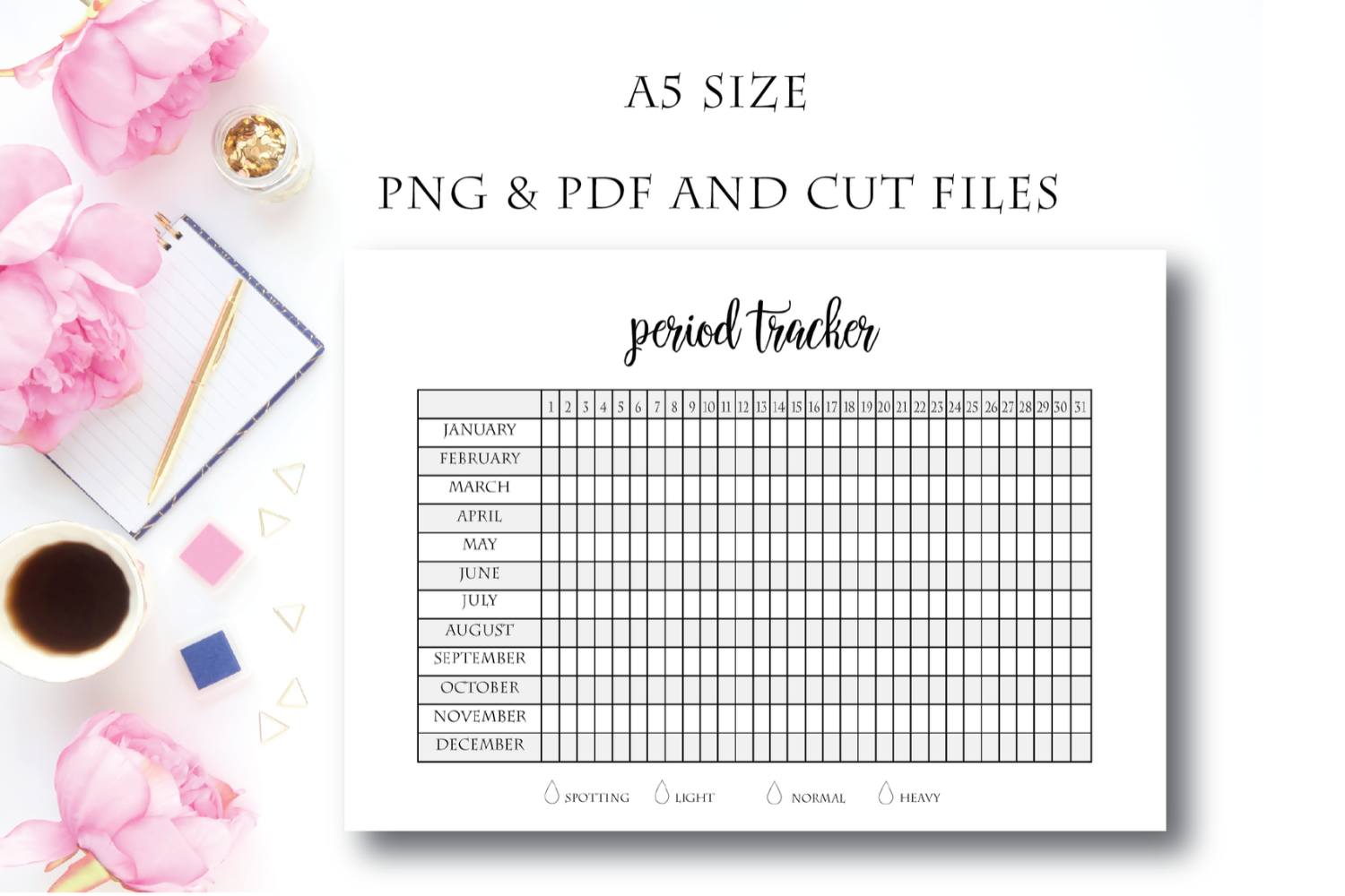 Period Tracker, Period Planner, Menstrual Cycle, Printable