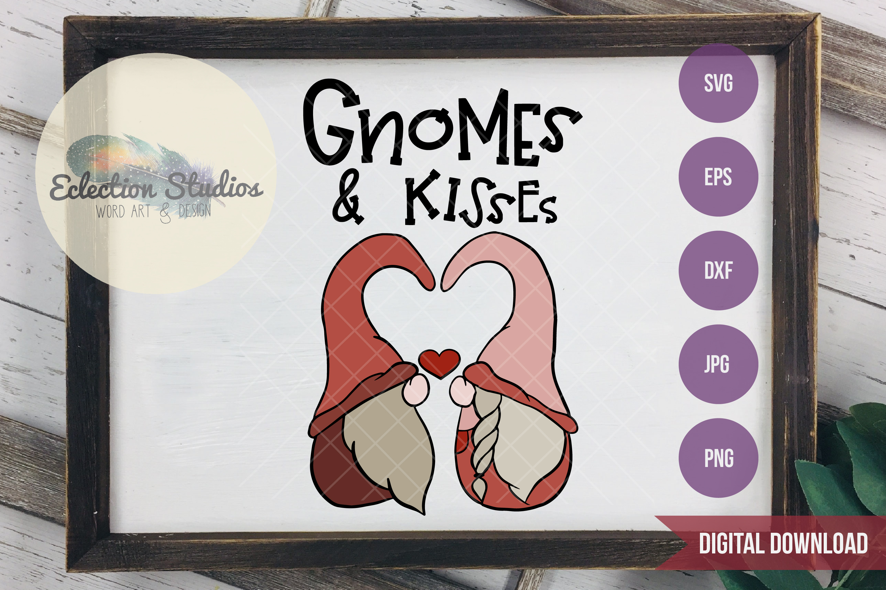 Download Gnome Valentine, Gnomes & Kisses, Gnome Couple, Gnome SVG