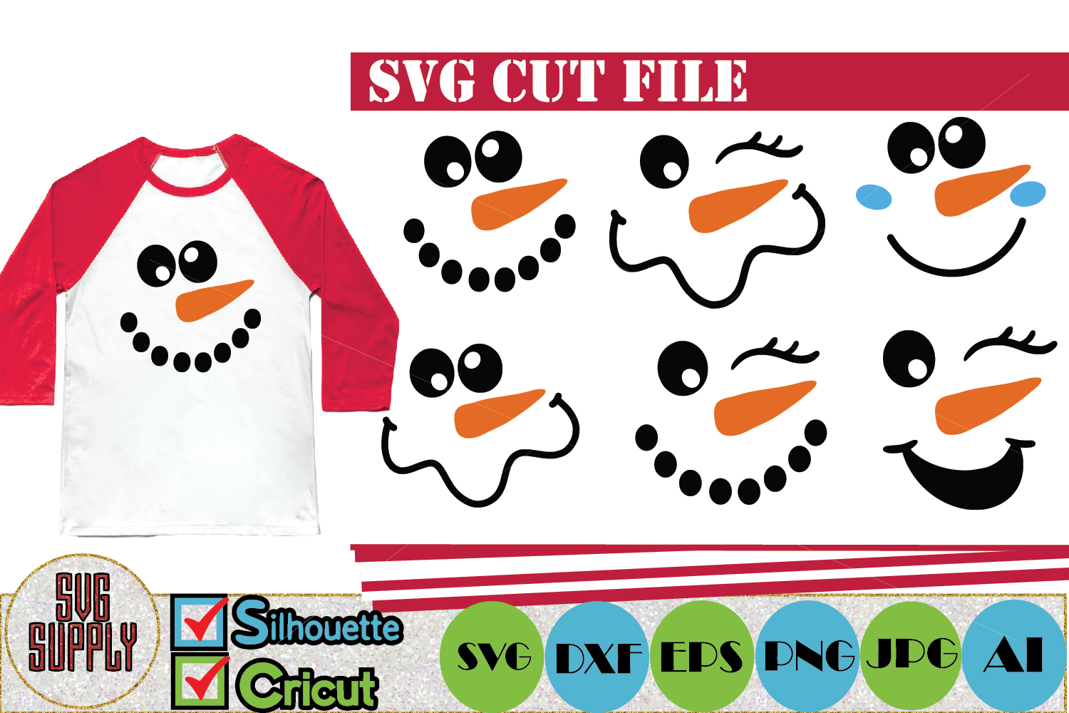Download Snowman Face Set SVG Cut File