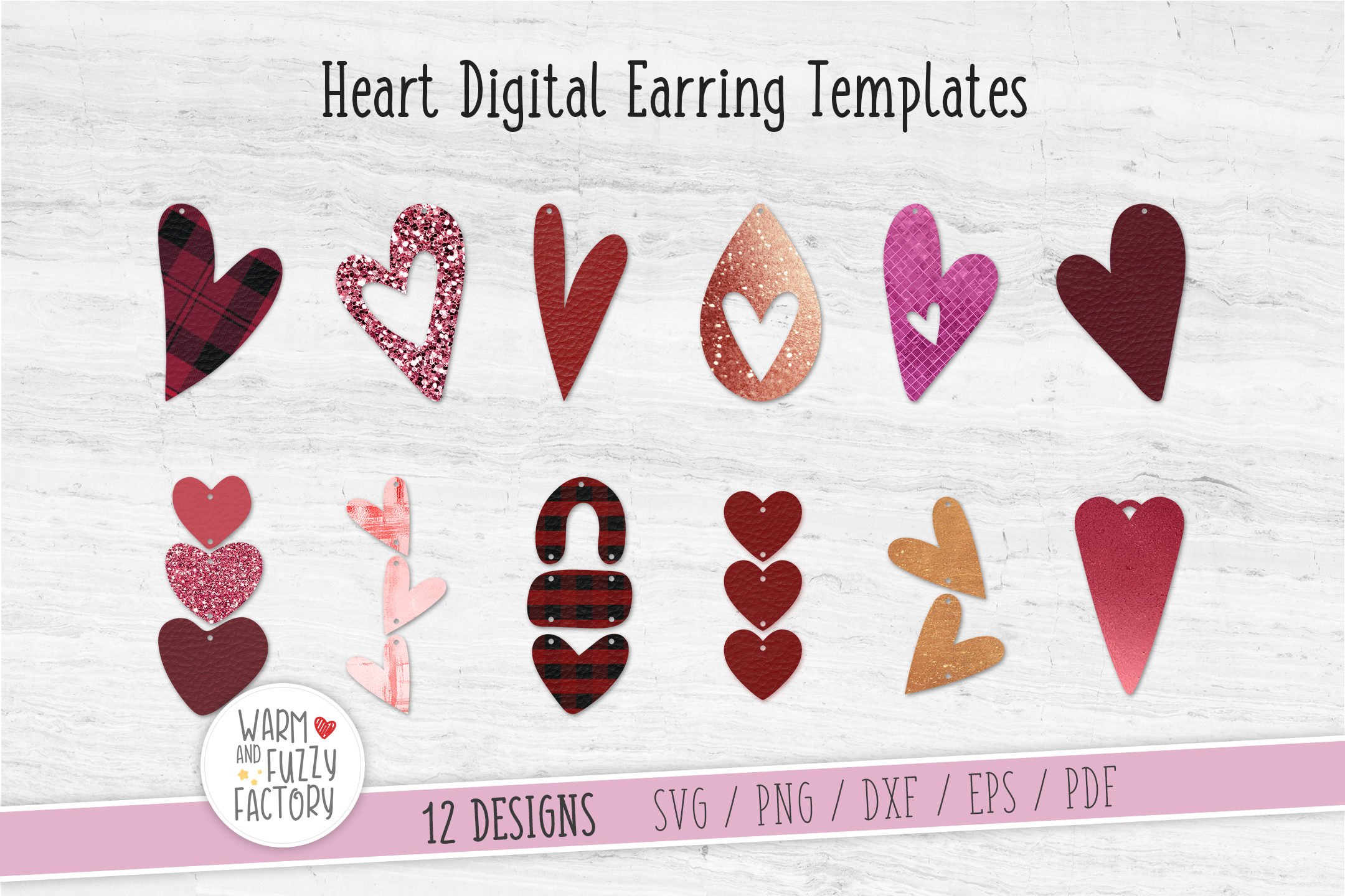 Download Heart earring svg bundle| Earring Templates | Svg Cut File