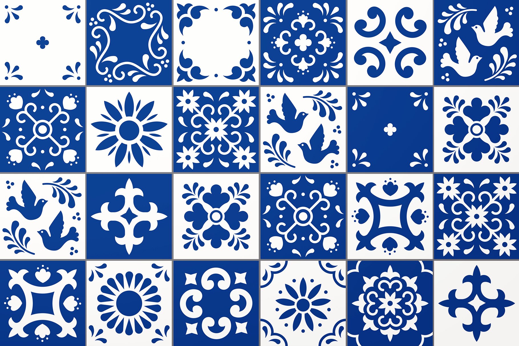 Mexican Talavera Tiles Patterns Set