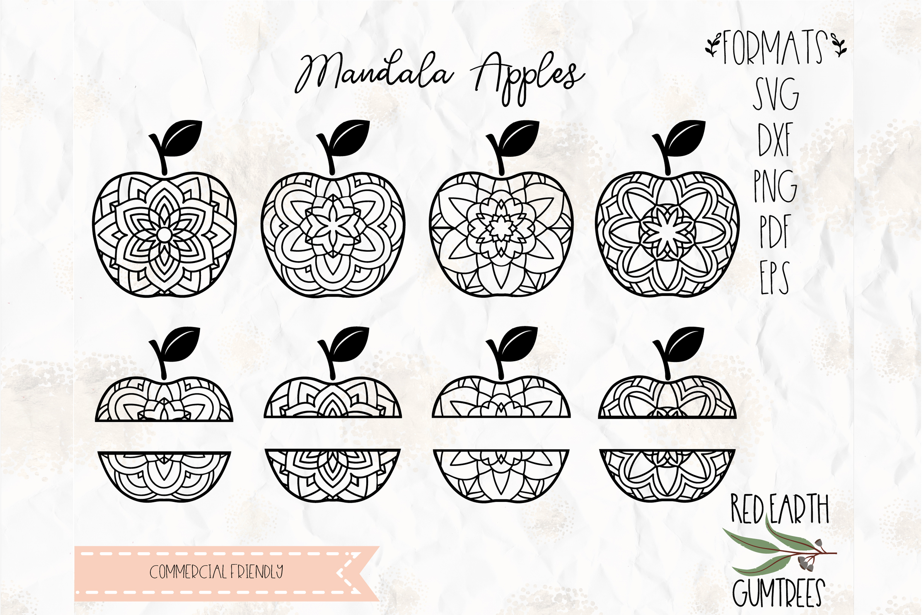 Download Mandala apples bundle, Mandala in SVG, DXF,PNG, EPS formats