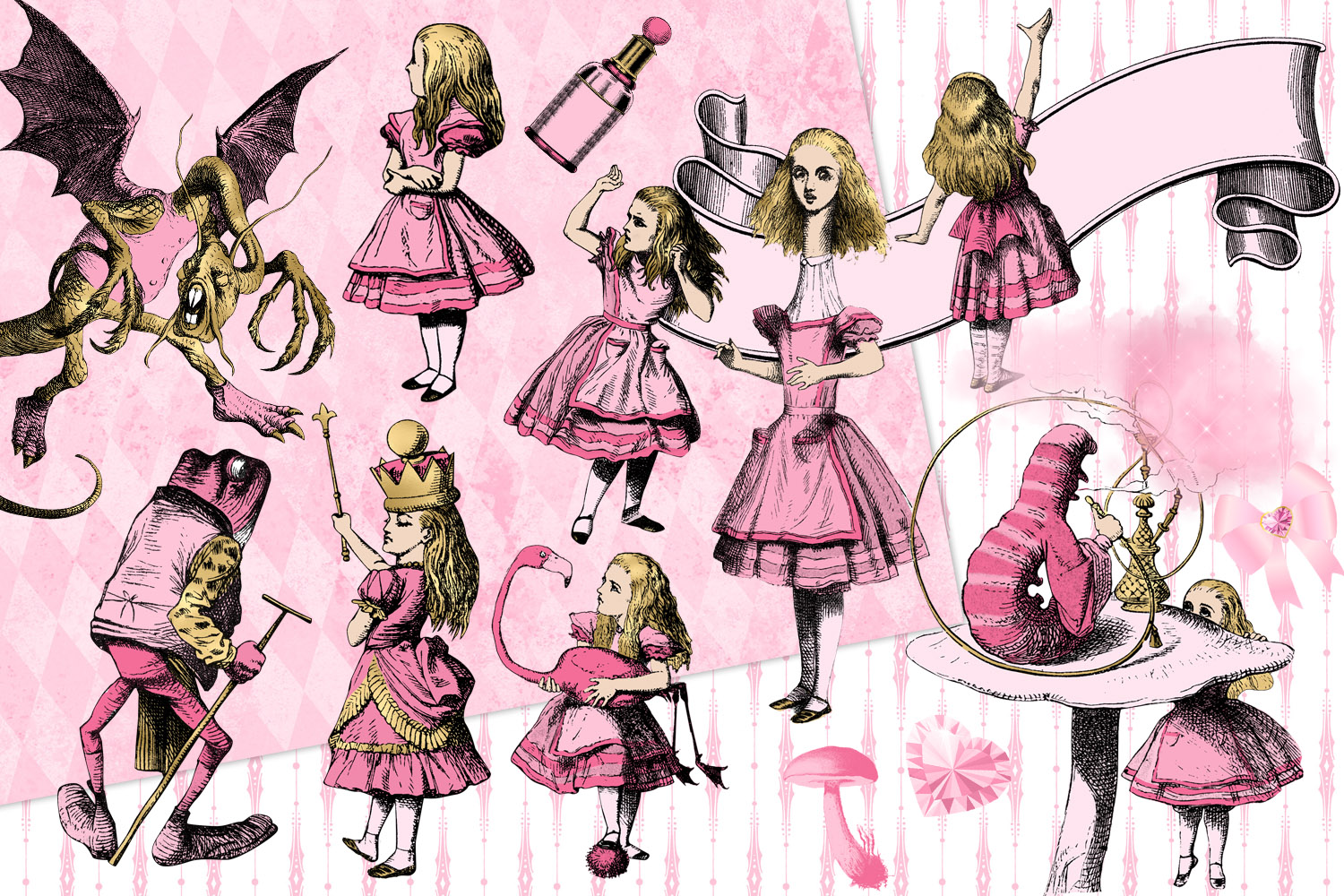 Download Pink and Gold Alice in Wonderland Graphics (370389 ...