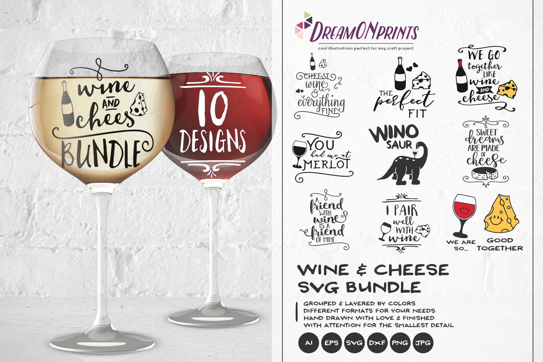 Wine and Cheese SVG BUNDLE - Bundle SVG Cut Files