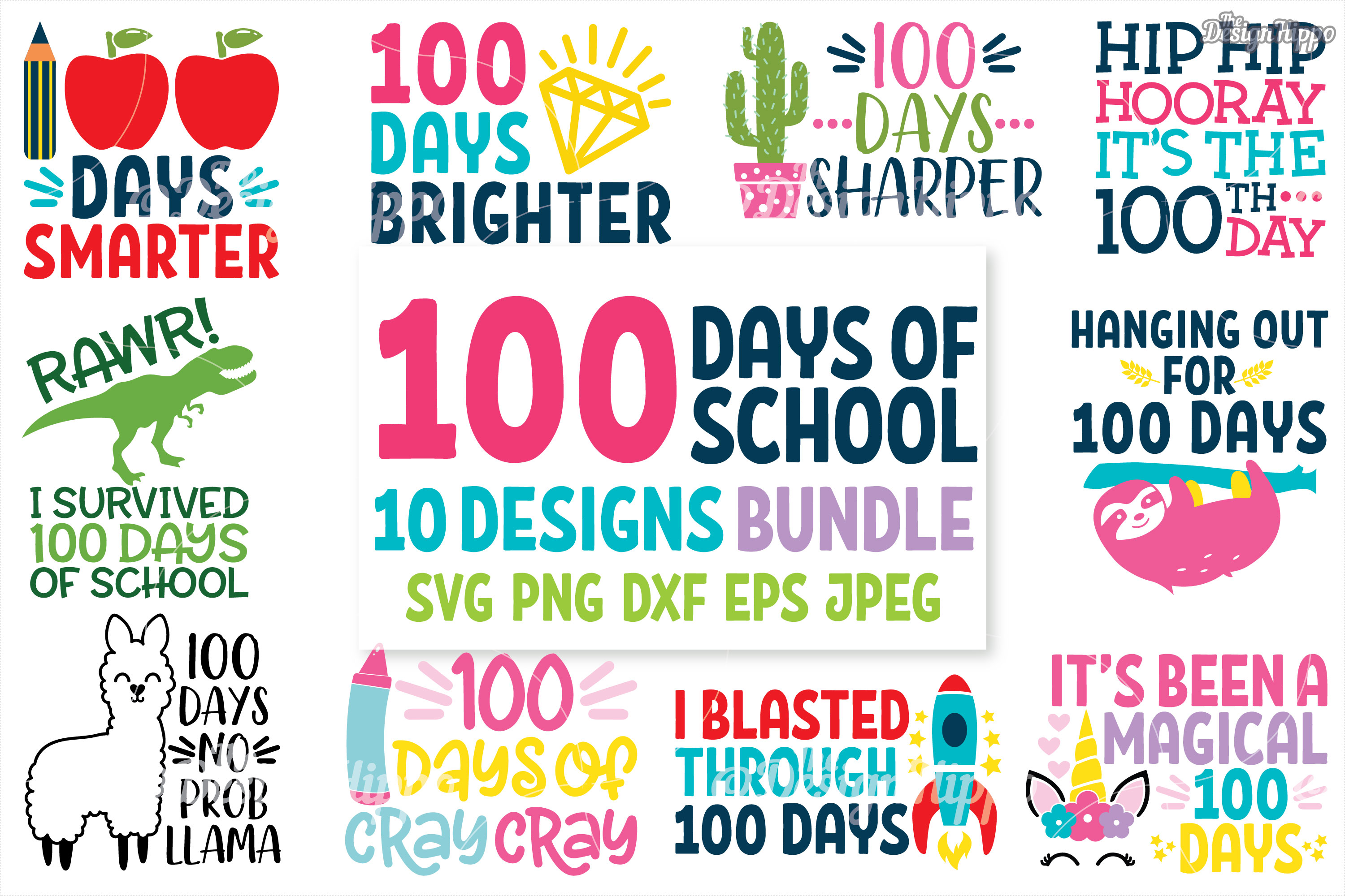 Download 100 Days of School, SVG, 10 Designs Bundle, PNG, Cut files ...