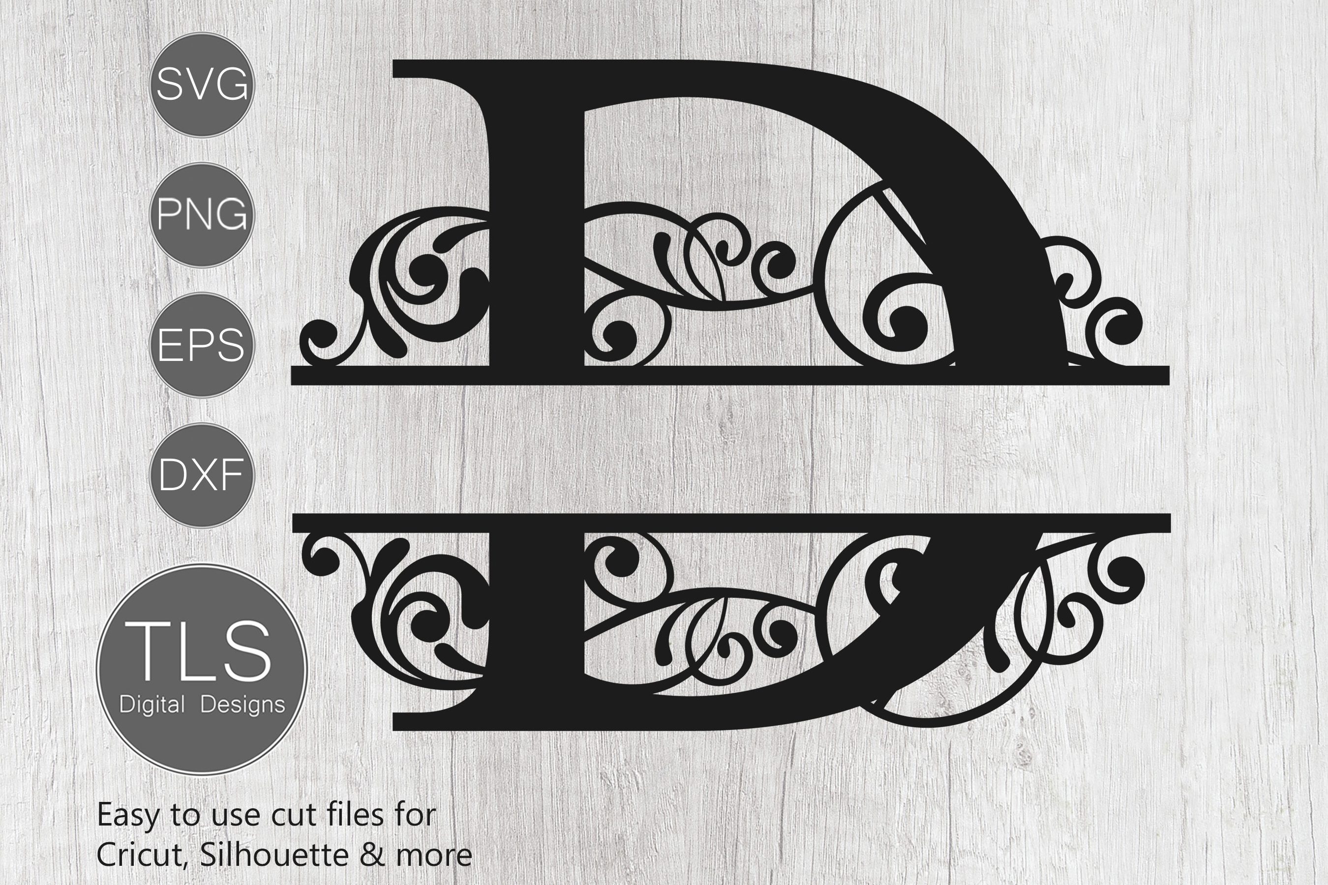 Split Monogram Letter D SVG, Letter D Monogram SVG, Letter