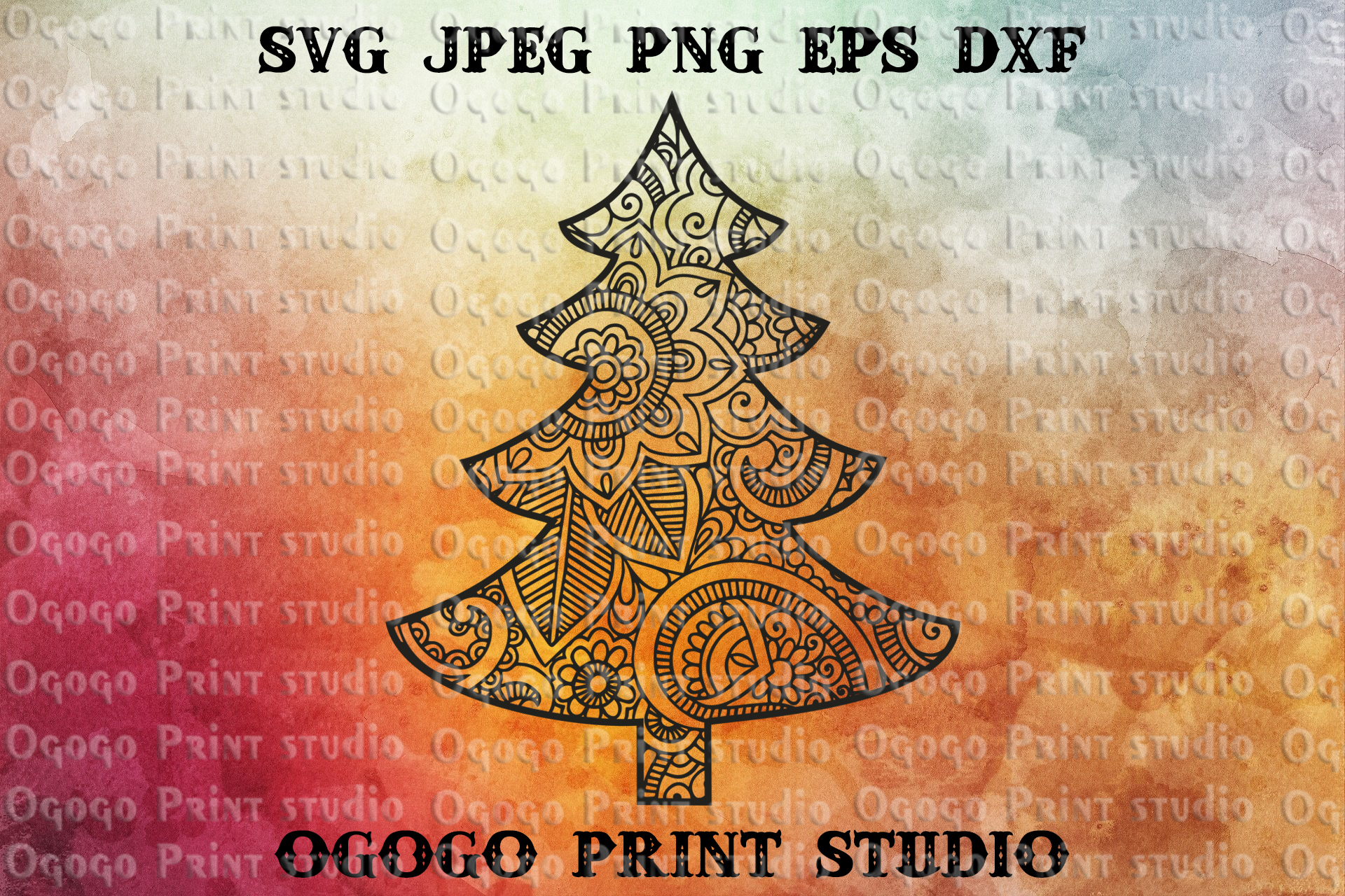 Download Mandala style Christmas Tree Svg, Christmas SVG, Zentangle