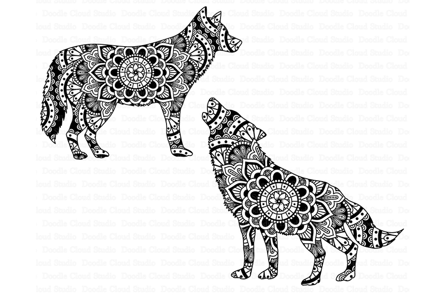 Mandala Wolf SVG, Howling Wolf Mandala SVG Files.