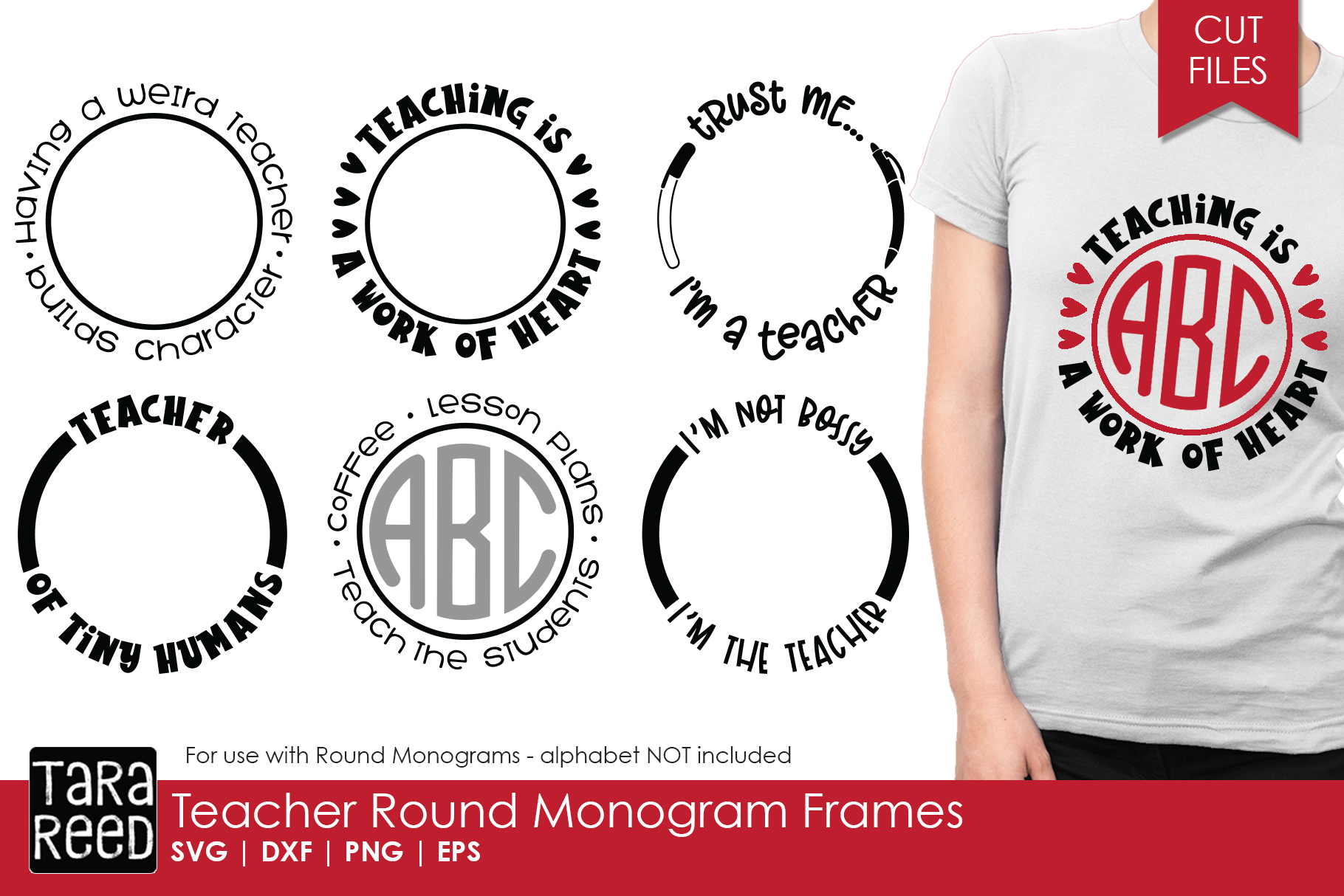 Teacher Round Monogram Frames - SVG and Cut Files (252549) | Cut Files | Design Bundles