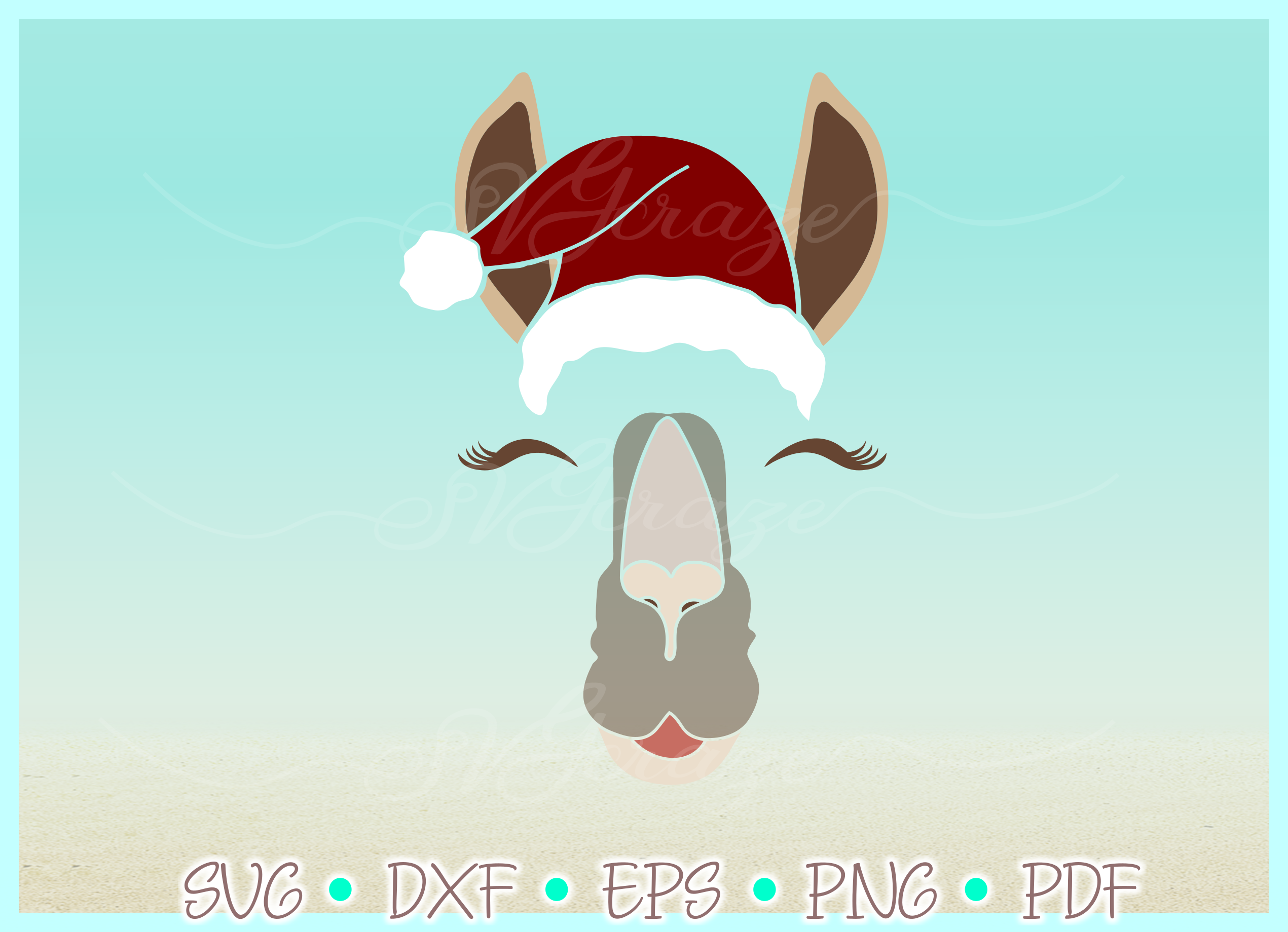 Download Llama Face with Santa Hat Christmas SVG DXF EPS PDF PNG