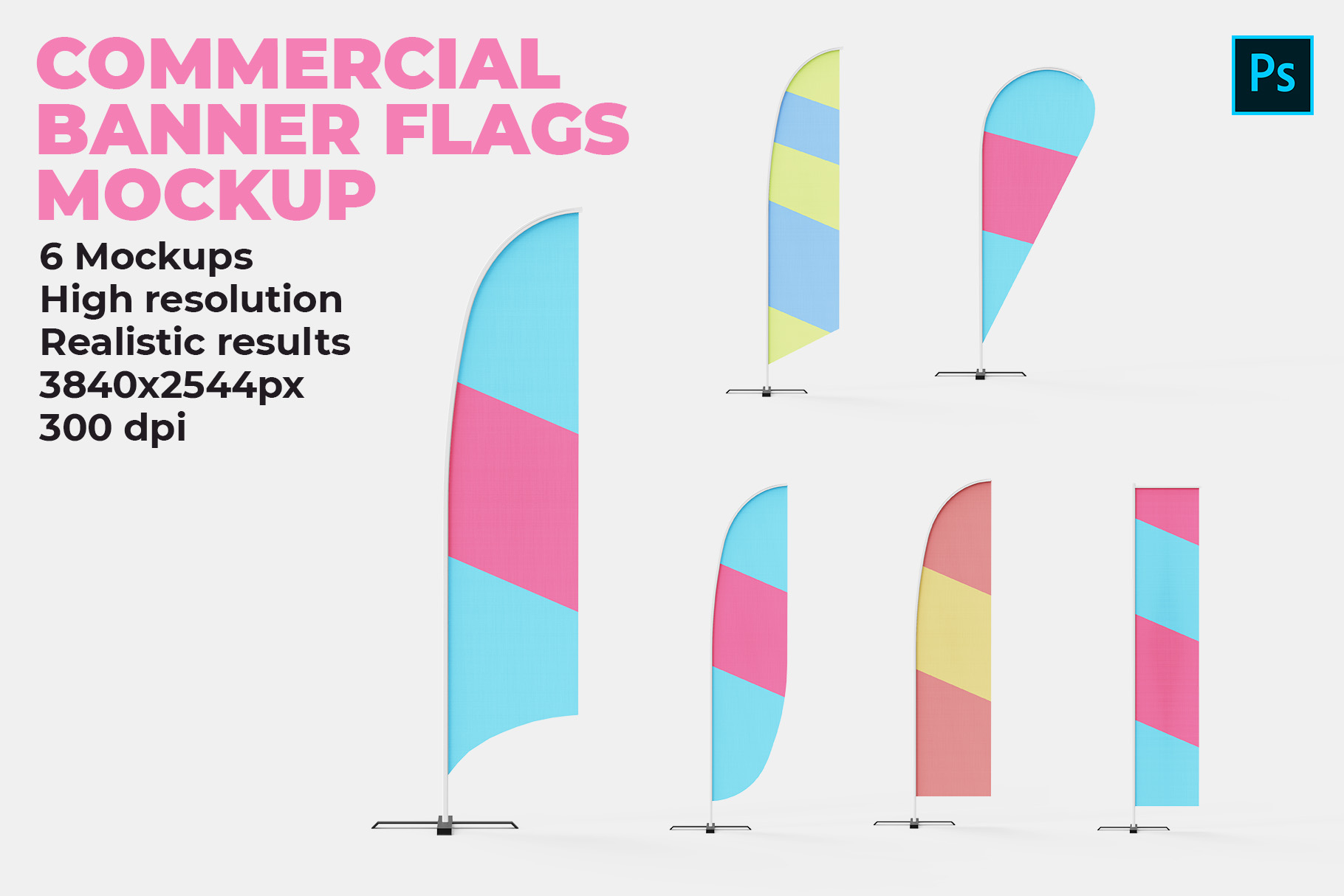 Commercial Banner Flags Mockup