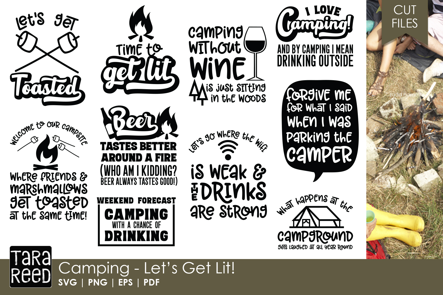 Download Let's Get Lit! - Camping SVG and Cut Files for Crafters