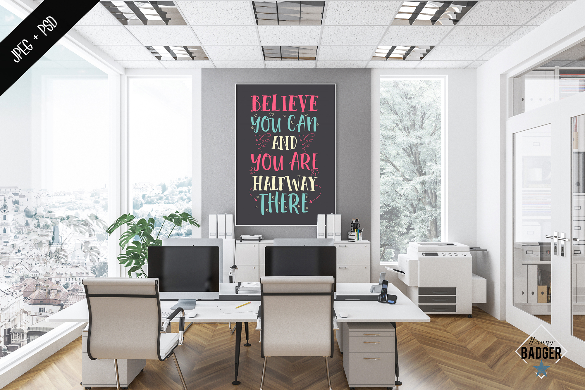 Download Office interior mockup - frame & wall mockup creator