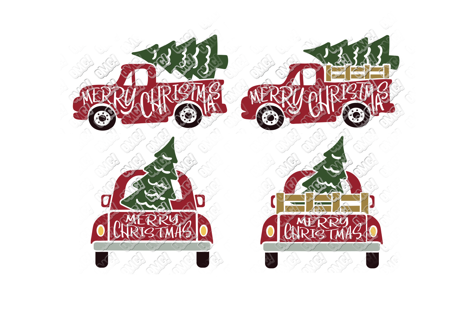 Christmas Truck SVG Red Vintage in SVG, DXF, PNG, EPS, JPEG example image 4...