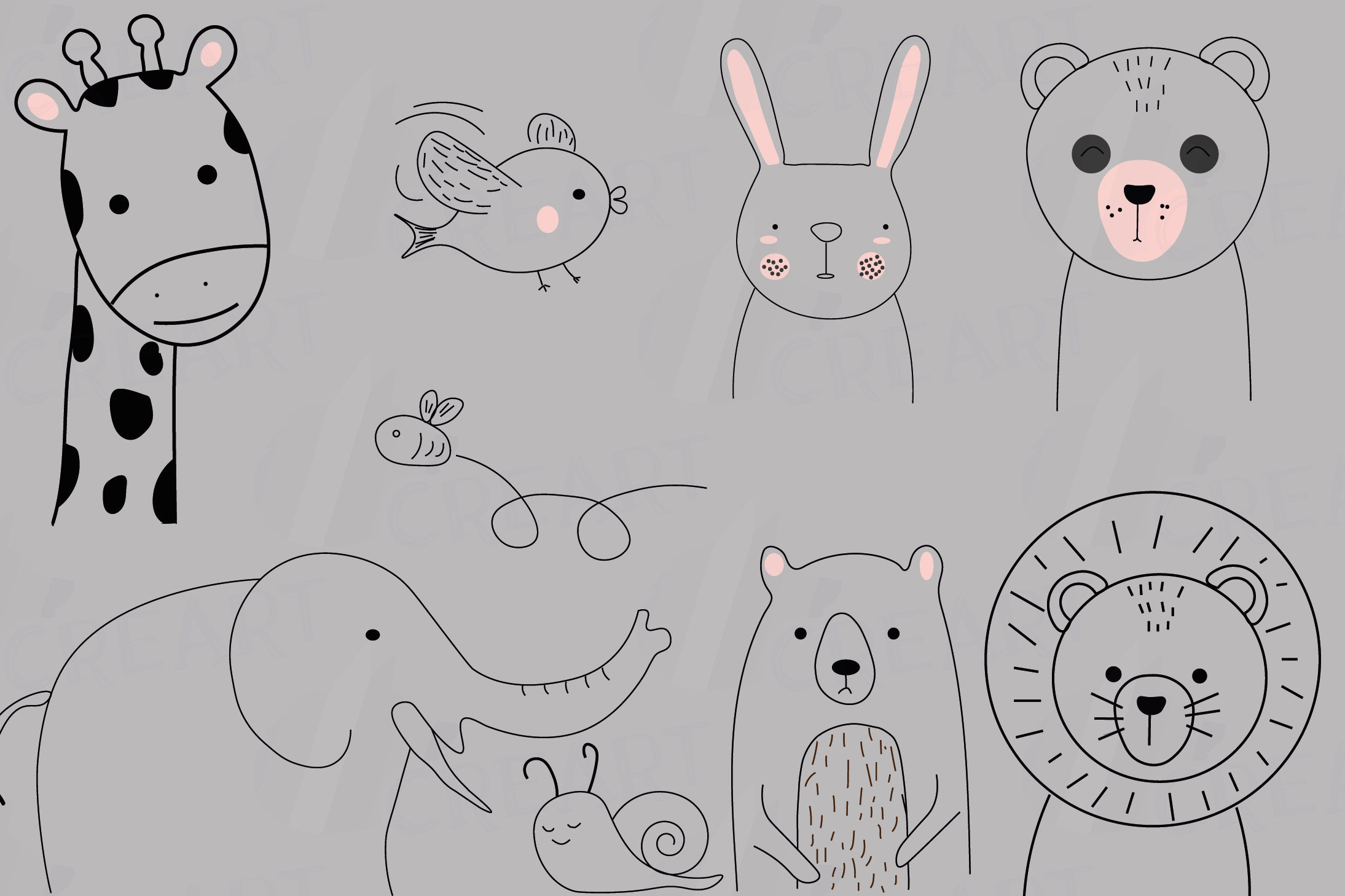 Baby animal friends line illustration, minimalist drawing (270462) | Illustrations | Design Bundles