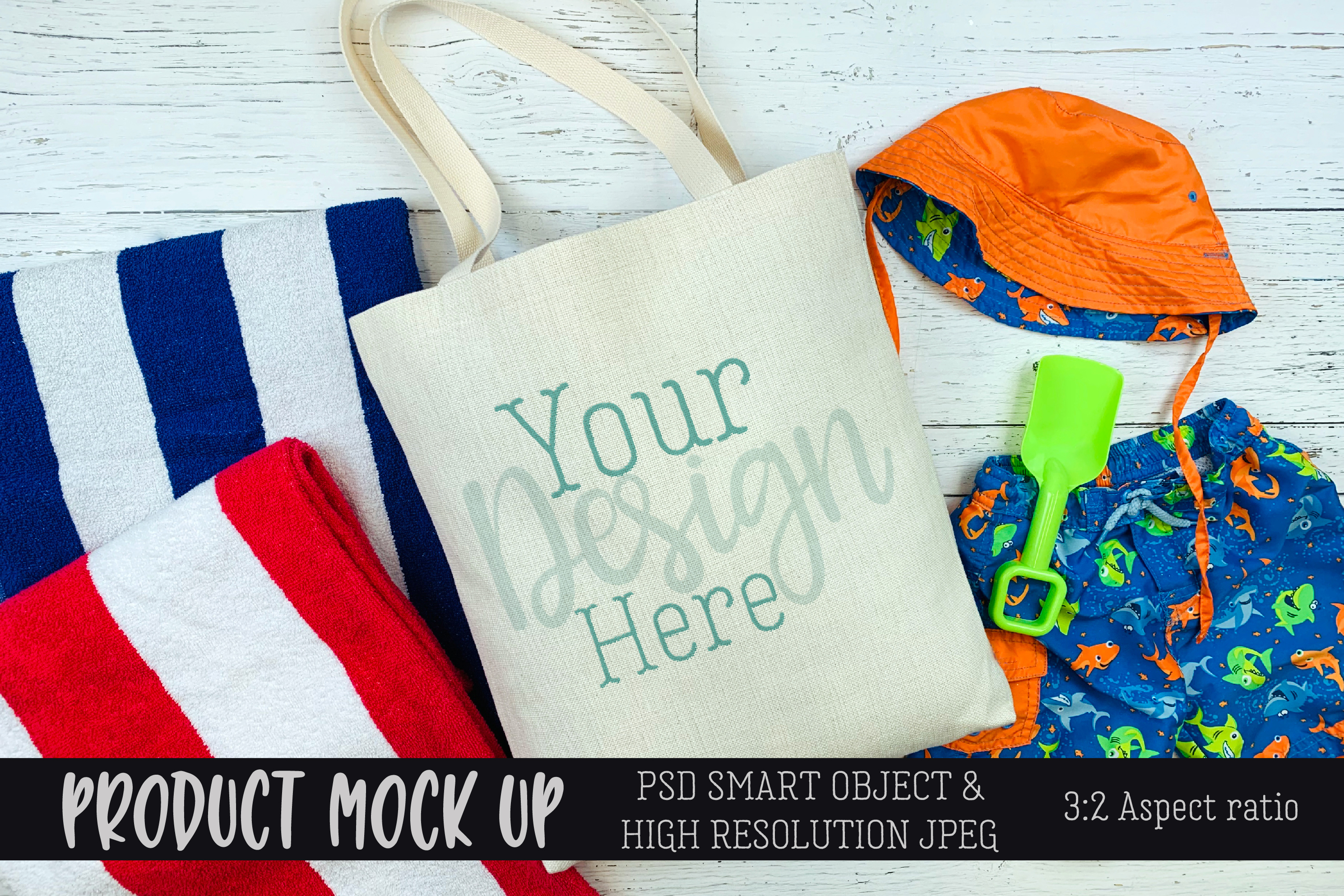 Kids beach tote Craft mock up | PSD & JPEG