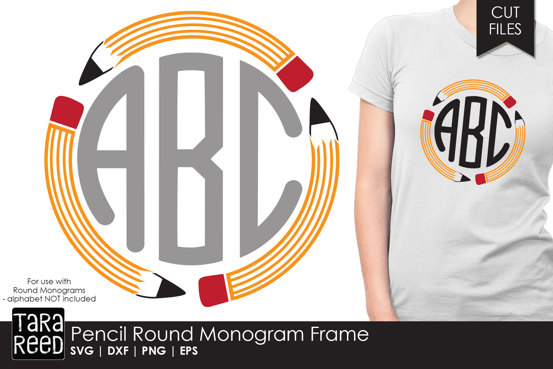 Download Pencil Round Monogram Frame Svg And Cut Files For Crafters