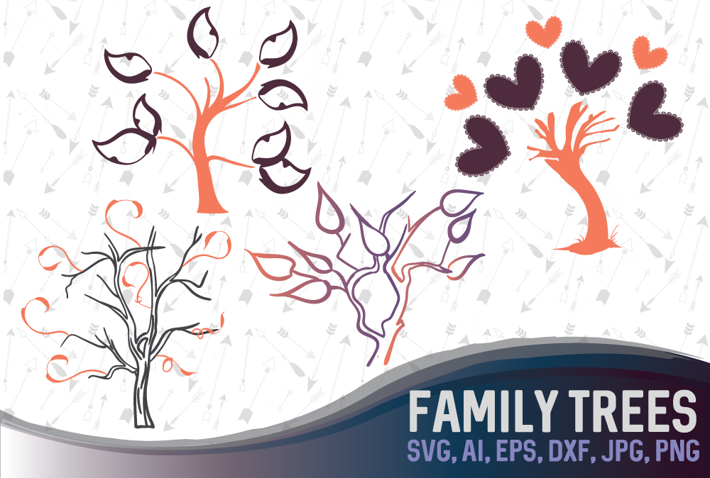 Download 4 vector family trees with places for names - cutting ...