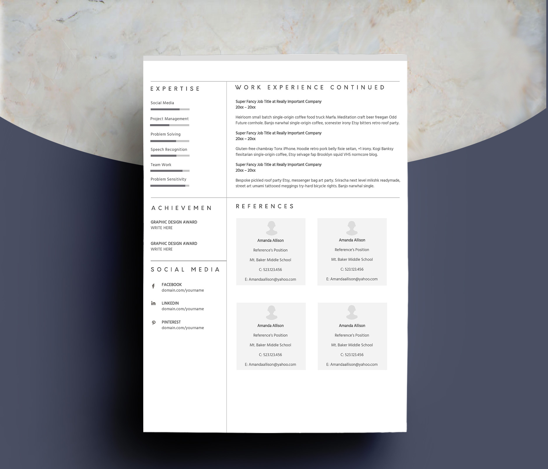 Chic Resume Template Cv