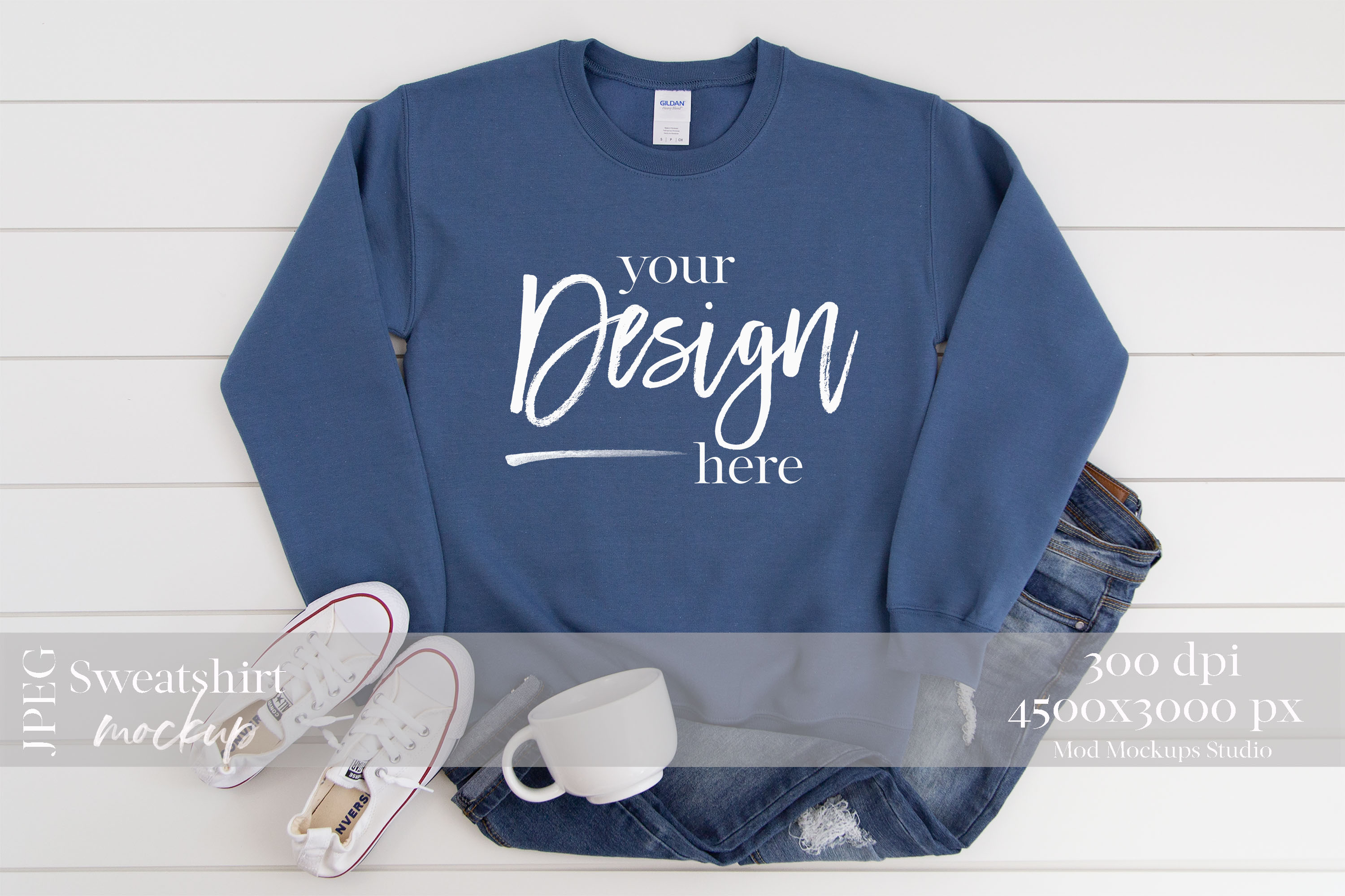 Download Gildan 18000 Mockup | Sweatshirt Mockup INDIGO BLUE