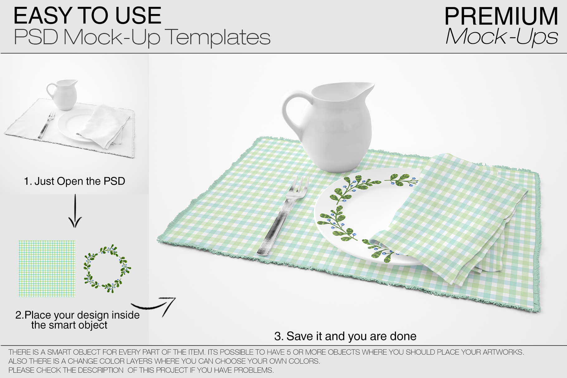 Placemat, Napkin &amp; Plate Set (101918) Mock Ups Design