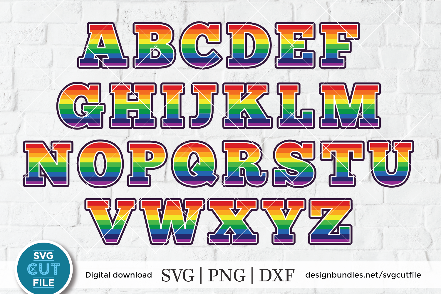 Download Rainbow letters svg, unicorn birthday letters, striped dxf