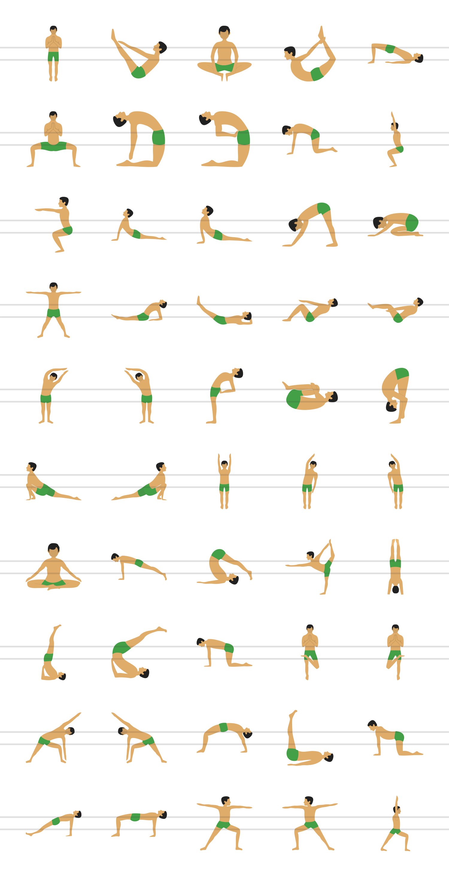 32 Yoga Poses Flat Multicolor Icons 32 Yoga Poses Flat Multicolor Icons