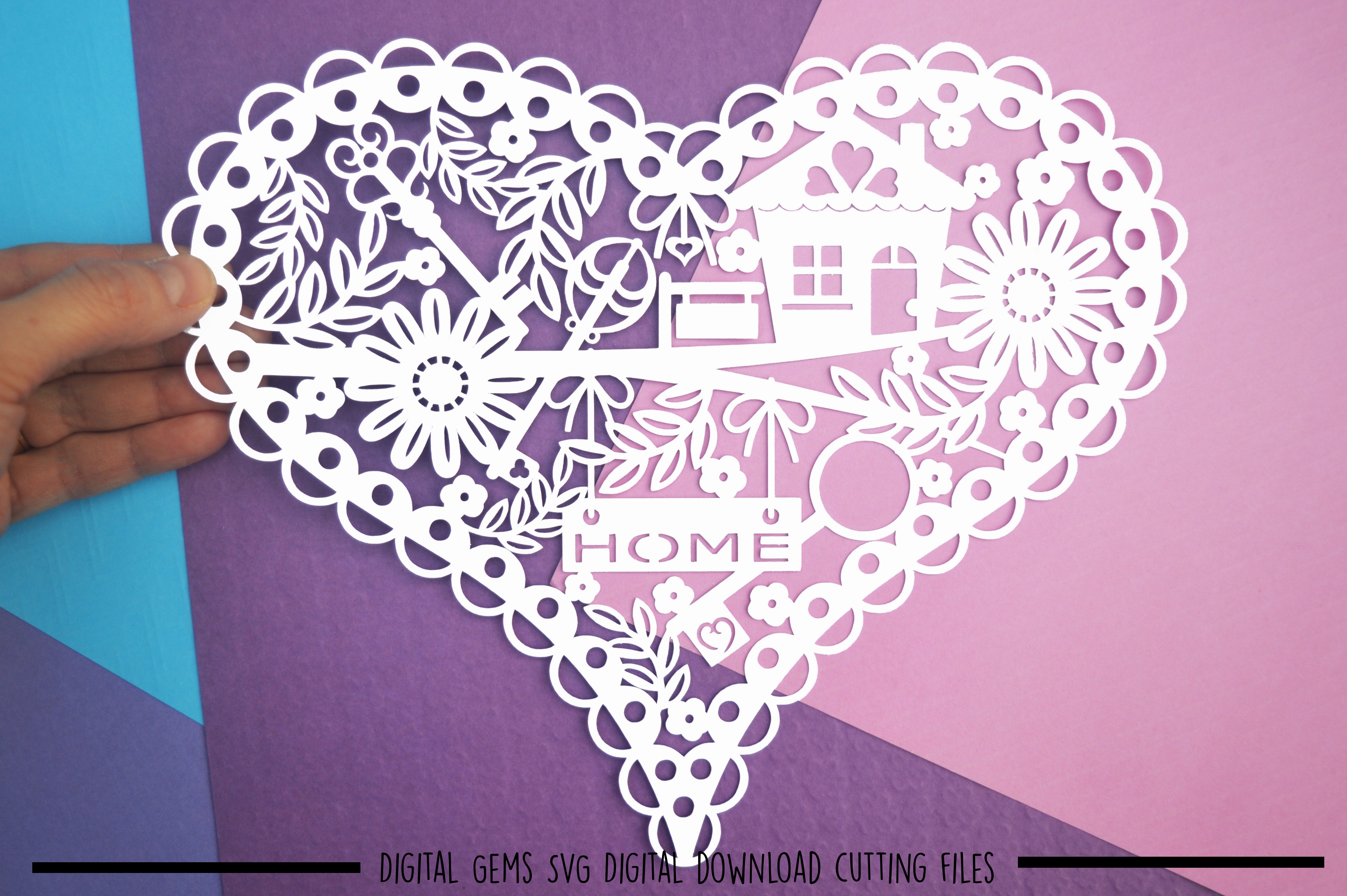 Download Heart home paper cut SVG / DXF / EPS files