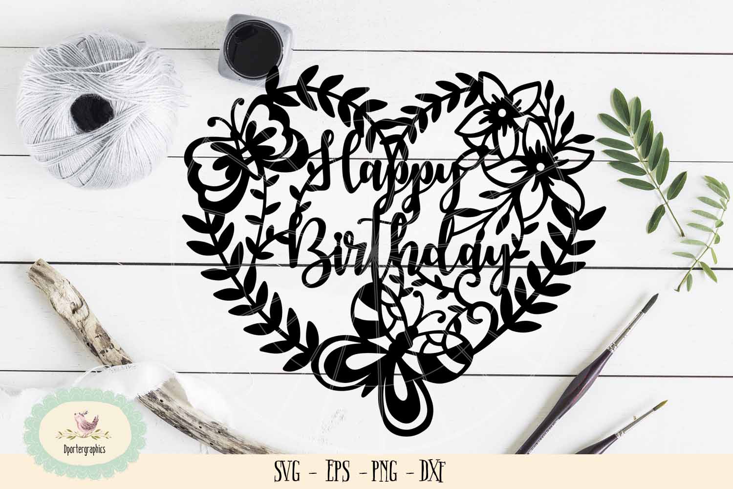 Happy birthday paper cut SVG PNG cake topper paper cut